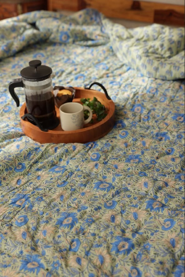 Quilted Bedspread / Eiderdown - Ebrington Sage