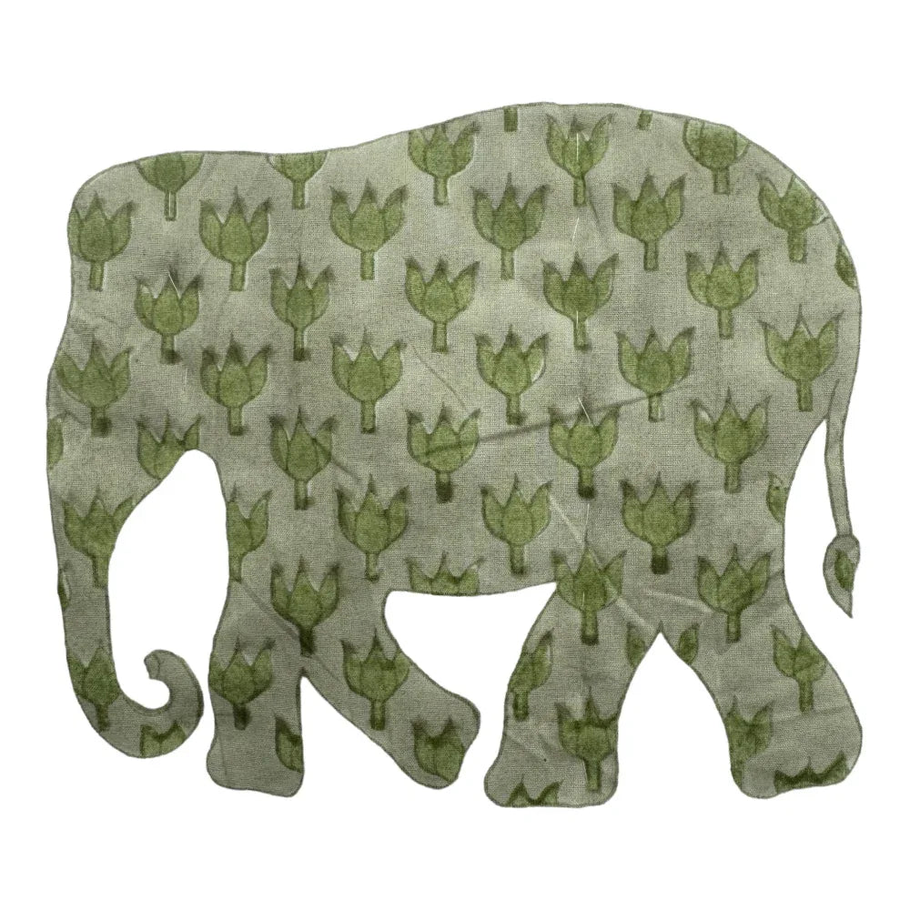 A close up of just the elephant on the Enzo quilt