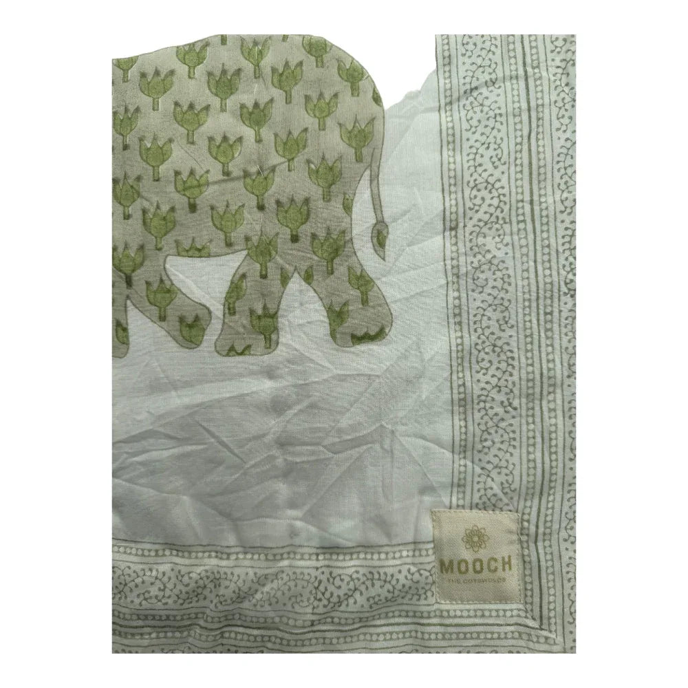 Enzo the elephant baby quilt with white background