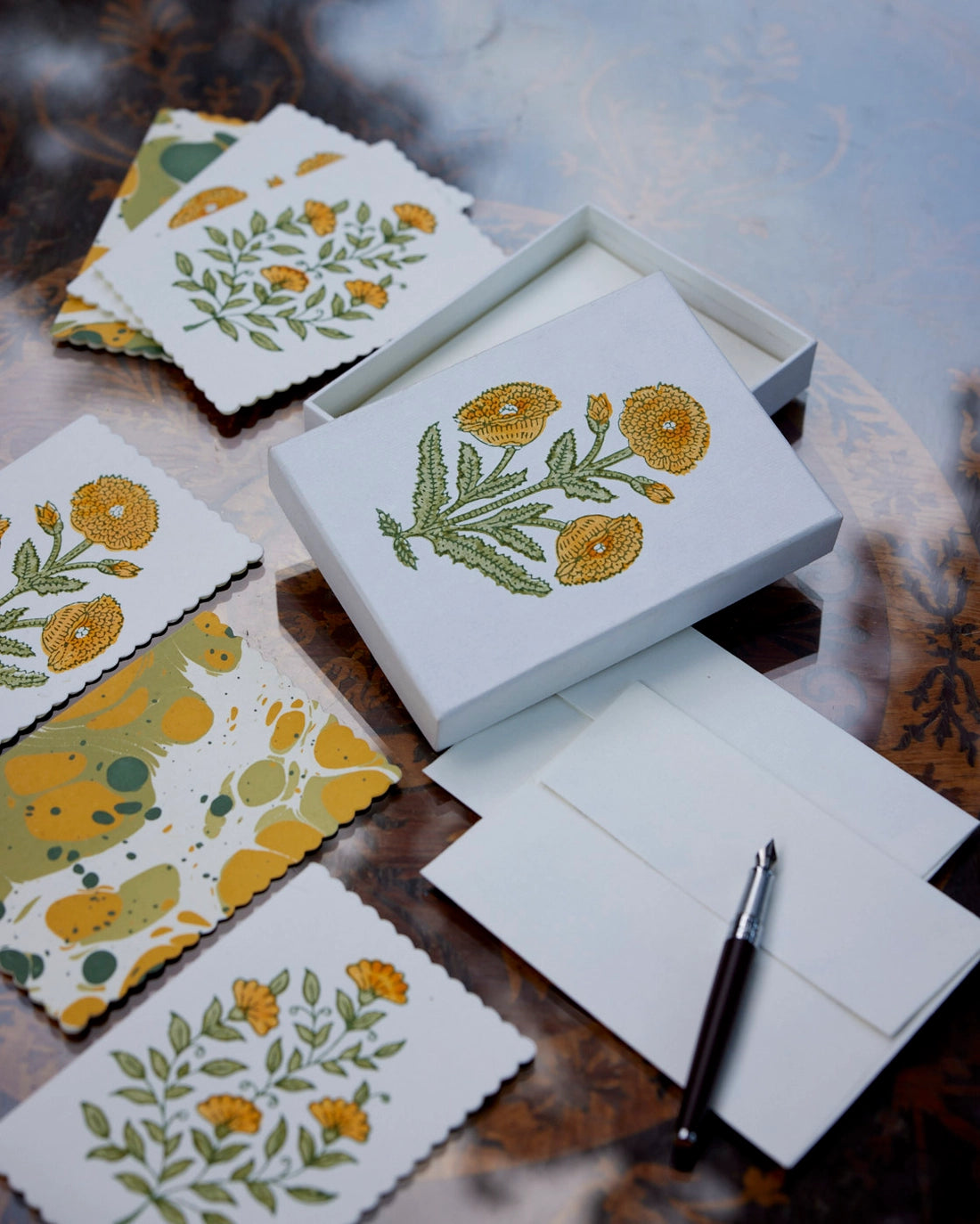 Hand Block Printed Notecard Set