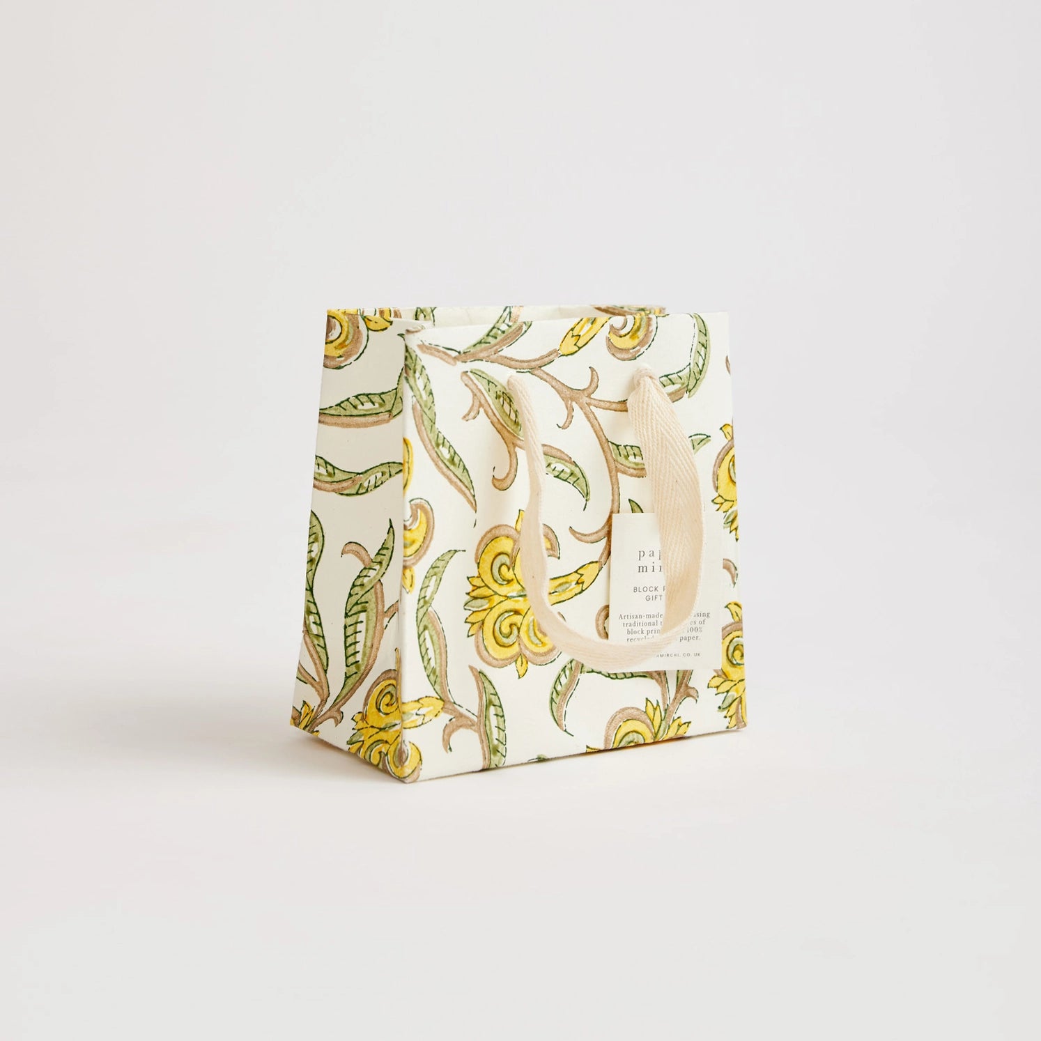 Hand Block Printed Paper Gift Bag Sunshine Small