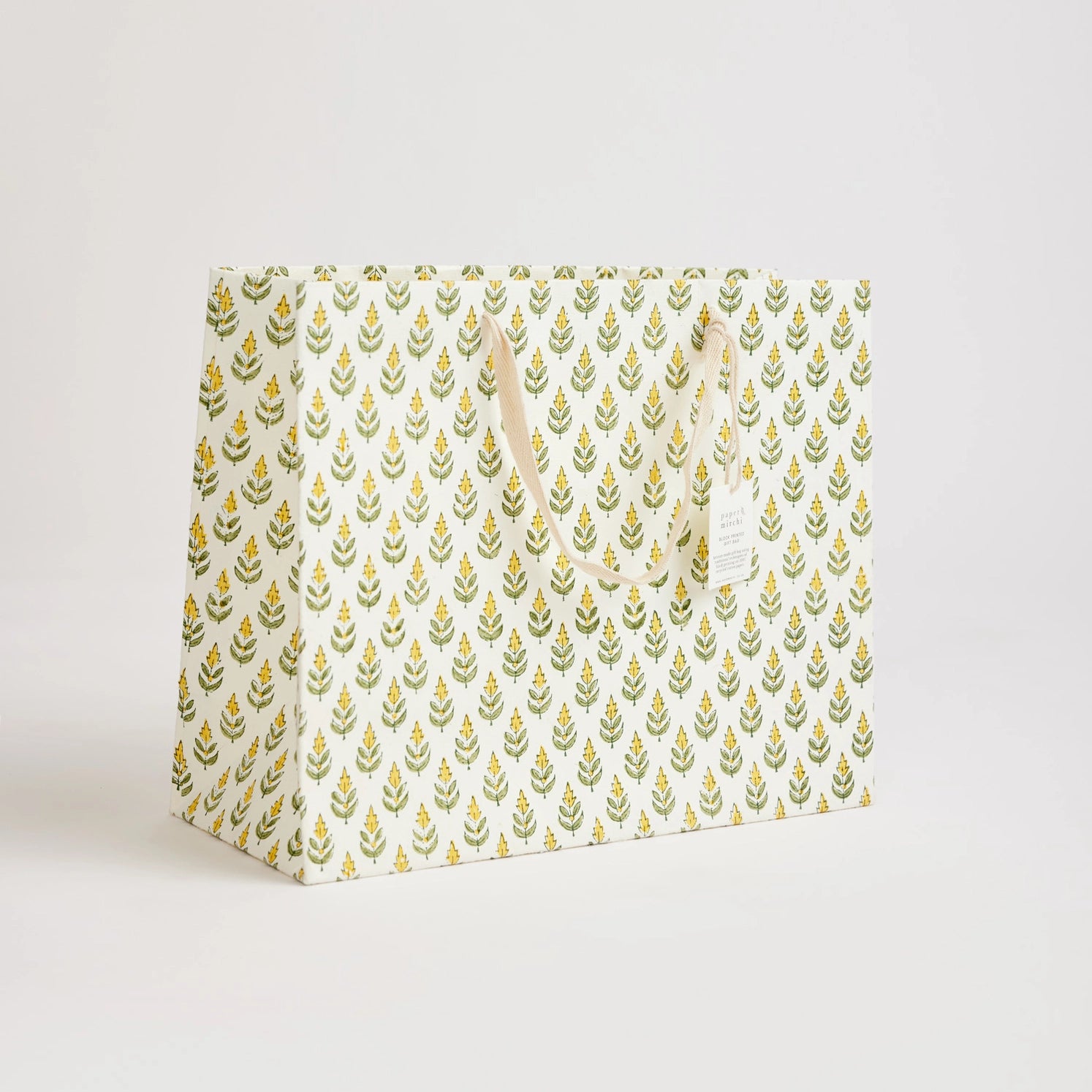 Hand Block Printed Paper Gift Bag Sunshine Large
