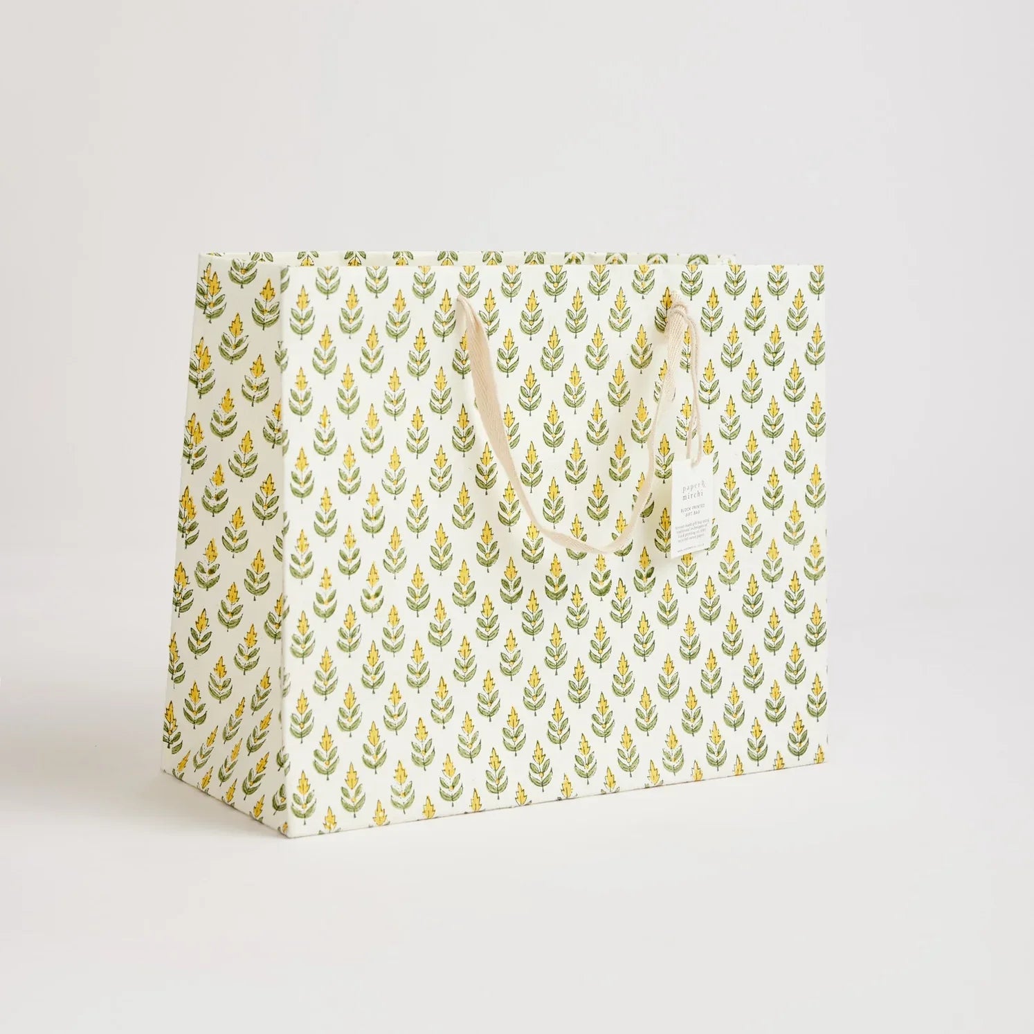 Hand Block Printed Paper Gift Bag Sunshine Large