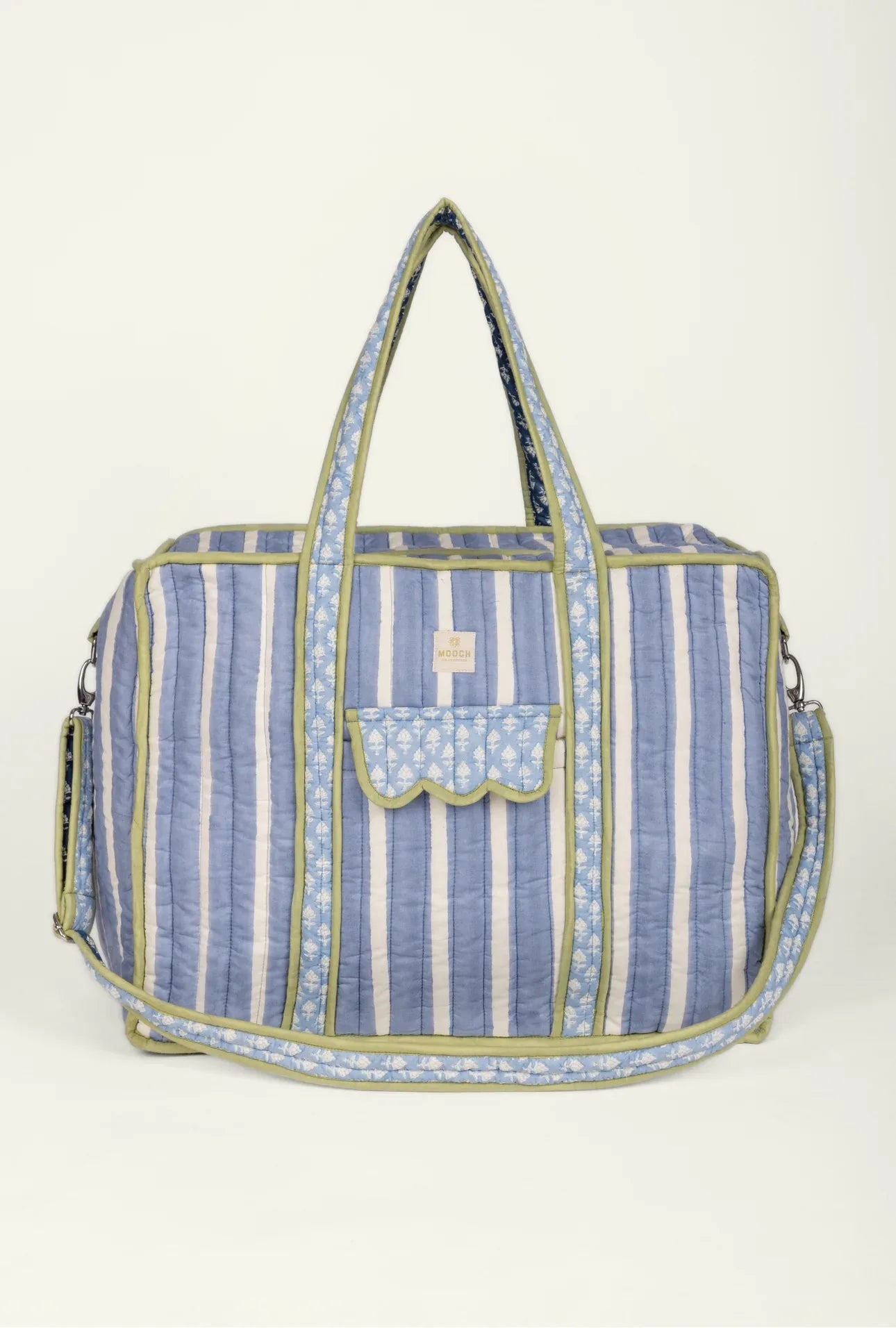 Quilted Weekend Travel Bag - Sage Denim Stripe