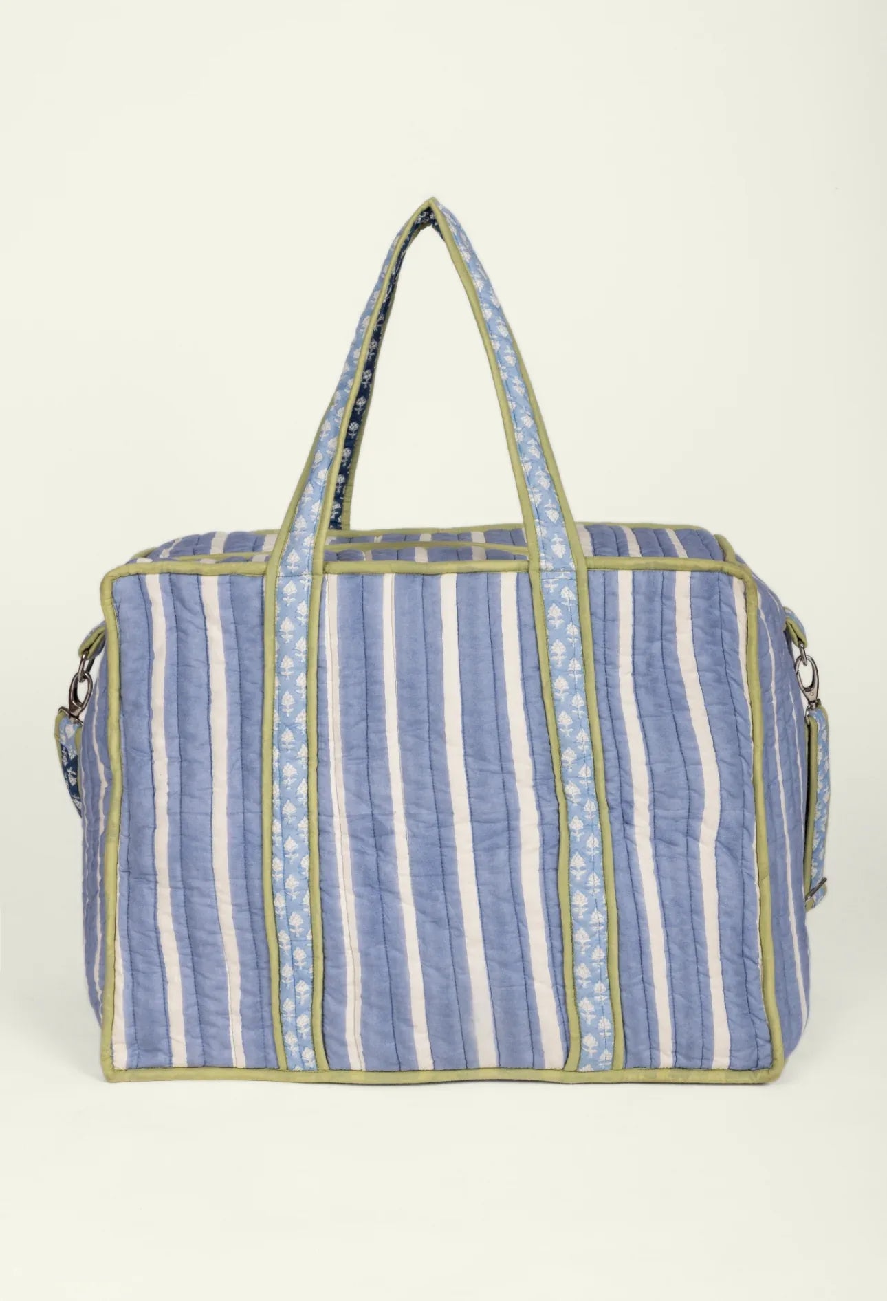 Quilted Weekend Travel Bag - Sage Denim Stripe
