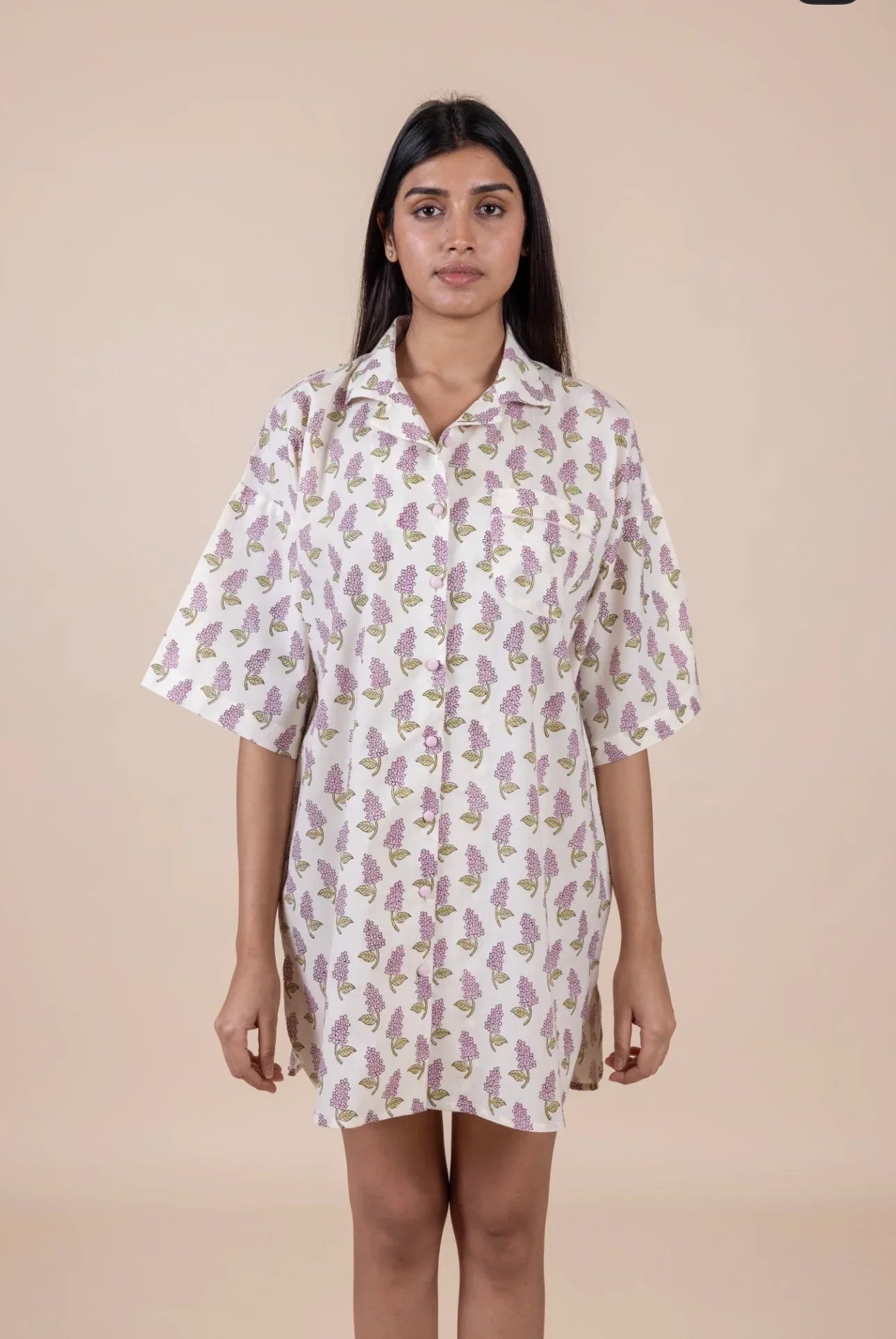 Cotton Nightshirt - Veronica Mauve