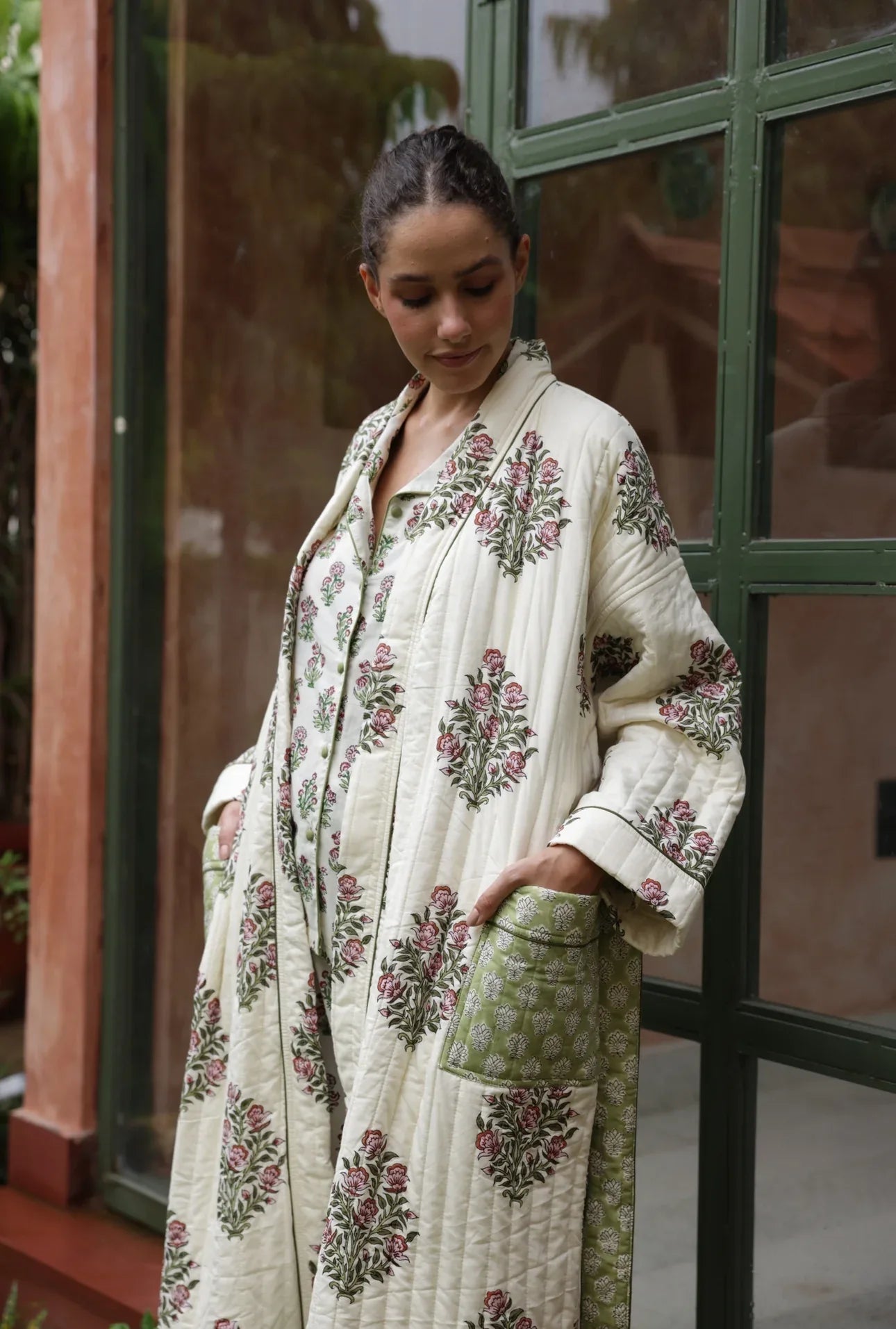 Quilted Luxury Cotton Dressing Gown / Robe - Wilson Rose