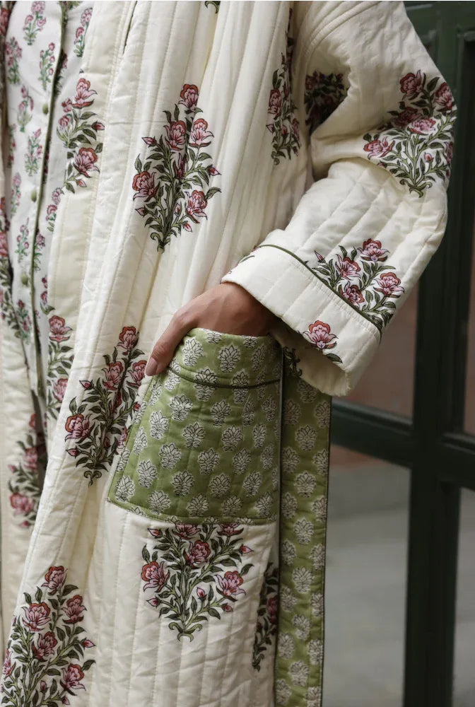 Quilted Luxury Cotton Dressing Gown / Robe - Wilson Rose