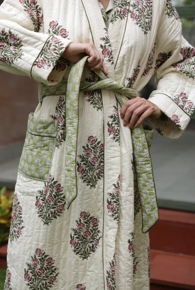 Quilted Luxury Cotton Dressing Gown / Robe - Wilson Rose