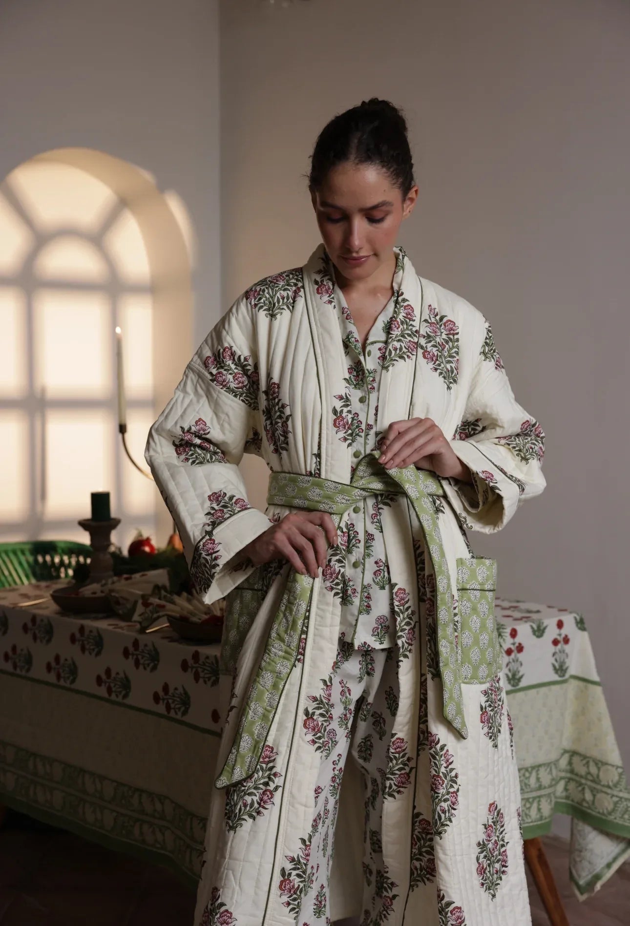 Quilted Luxury Cotton Dressing Gown / Robe - Wilson Rose