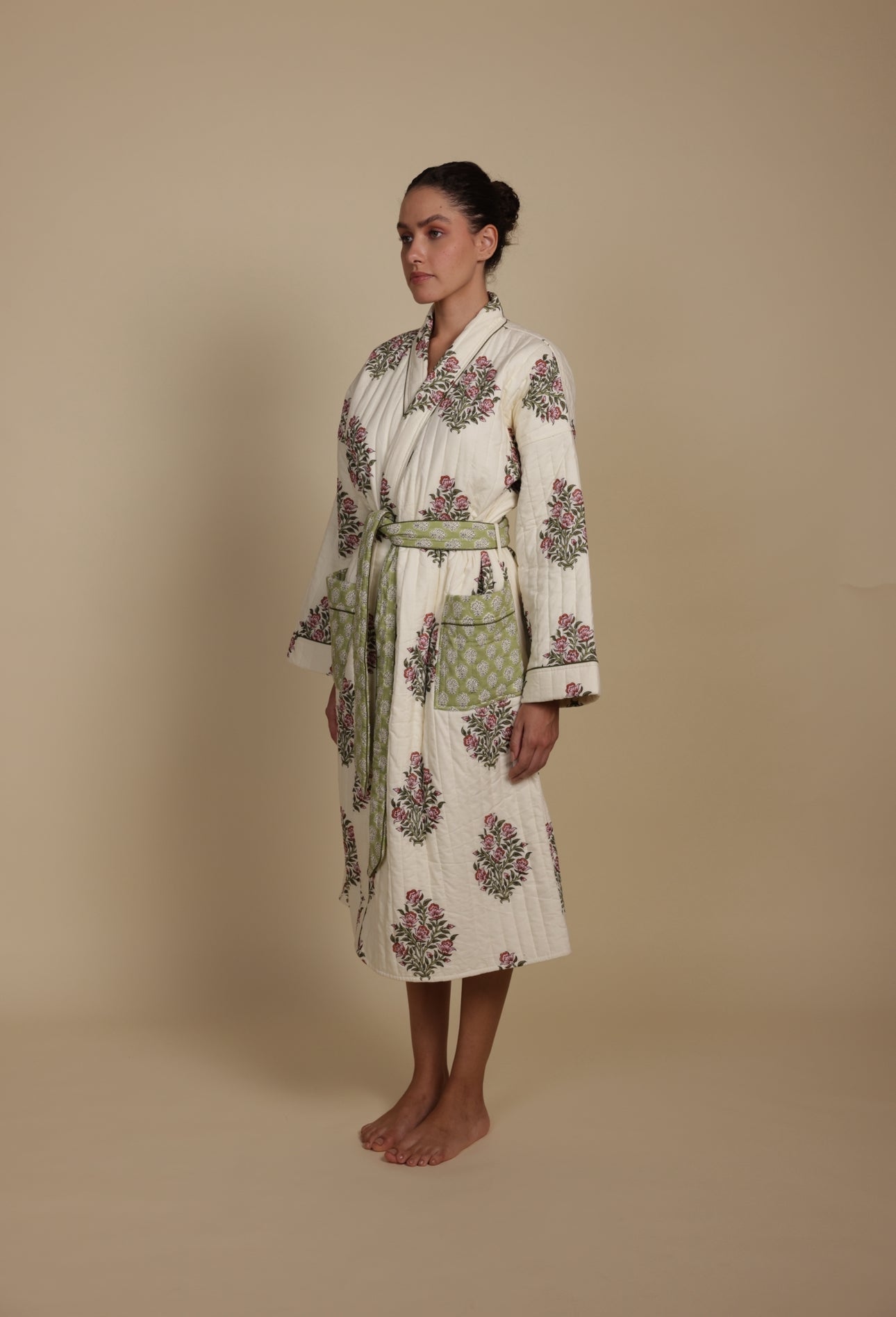Quilted Luxury Cotton Dressing Gown / Robe - Wilson Rose