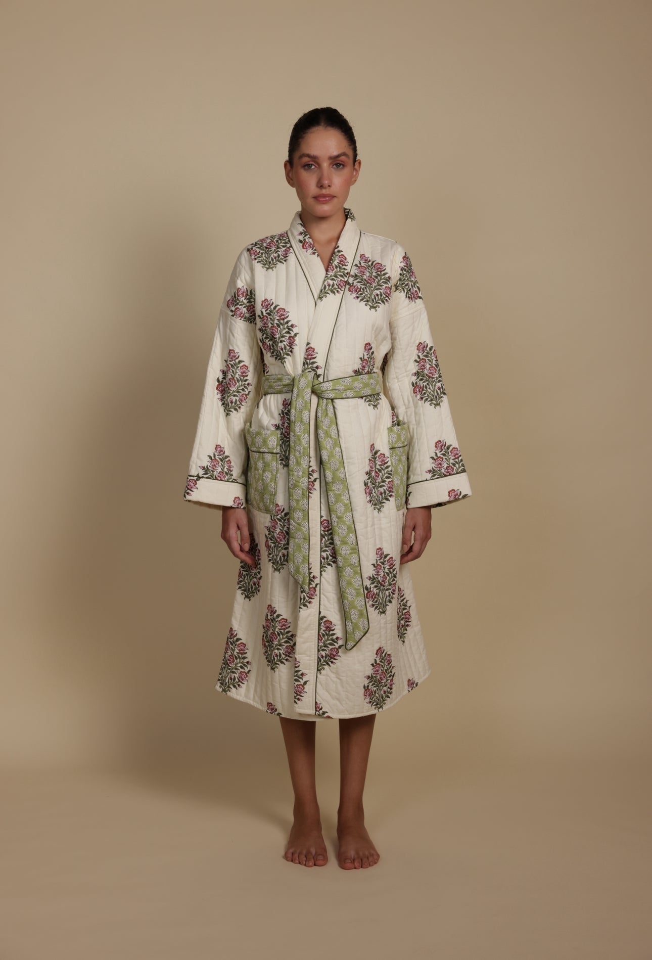 Quilted Luxury Cotton Dressing Gown / Robe - Wilson Rose
