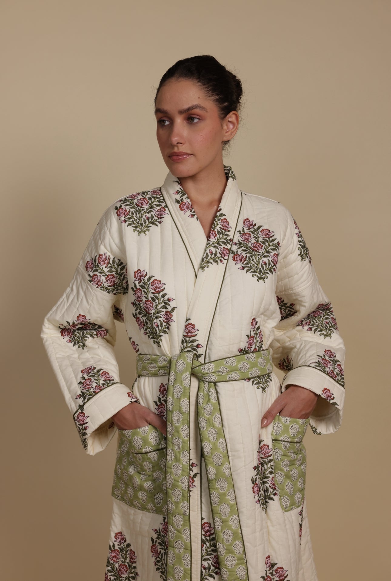 Quilted Luxury Cotton Dressing Gown / Robe - Wilson Rose