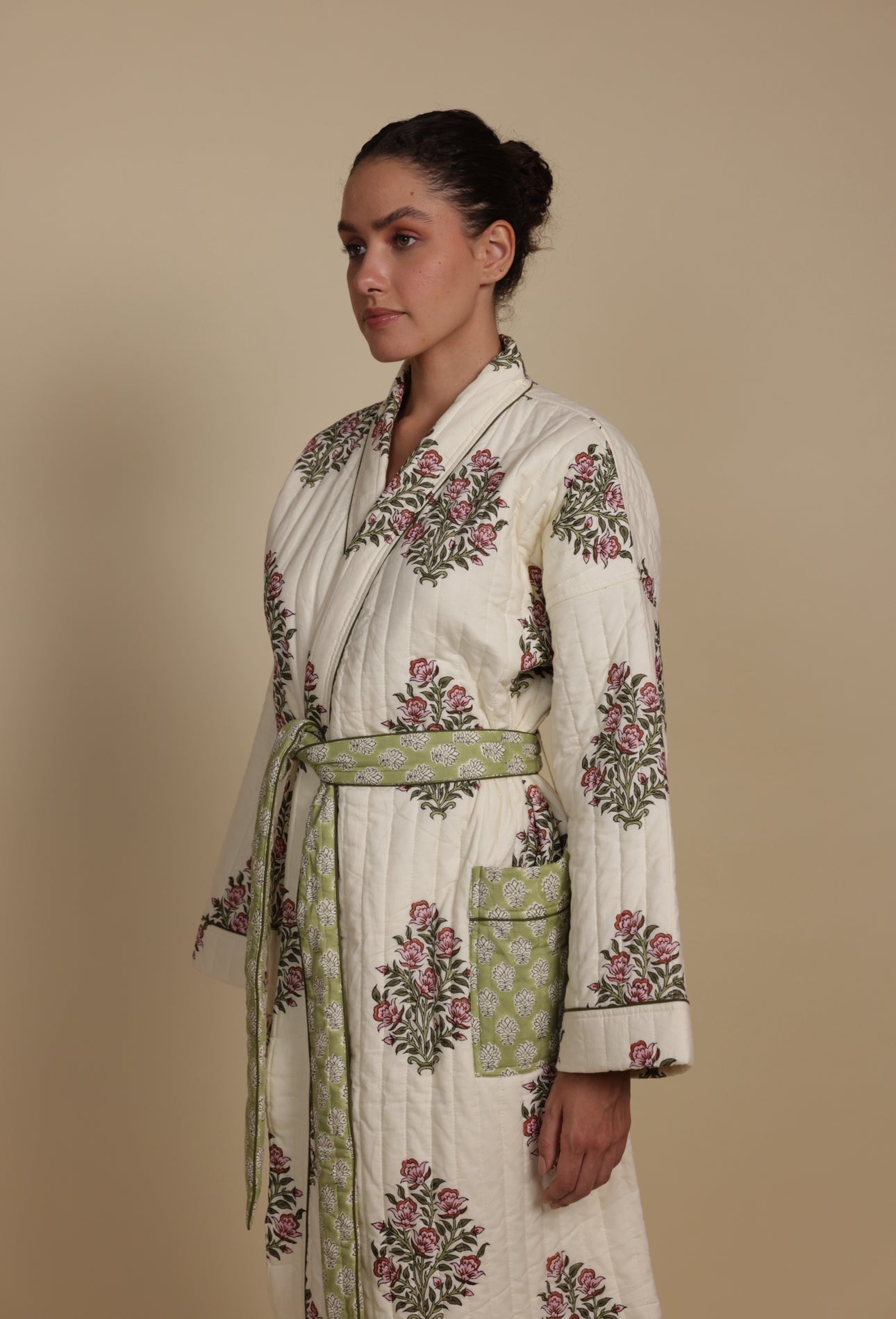 Quilted Luxury Cotton Dressing Gown / Robe - Wilson Rose