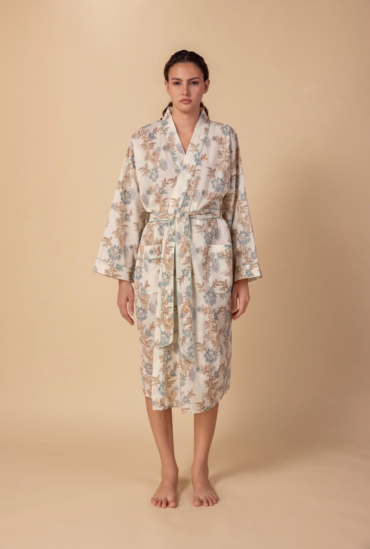 Cotton Dressing Gown / Robe - Paxford Mist