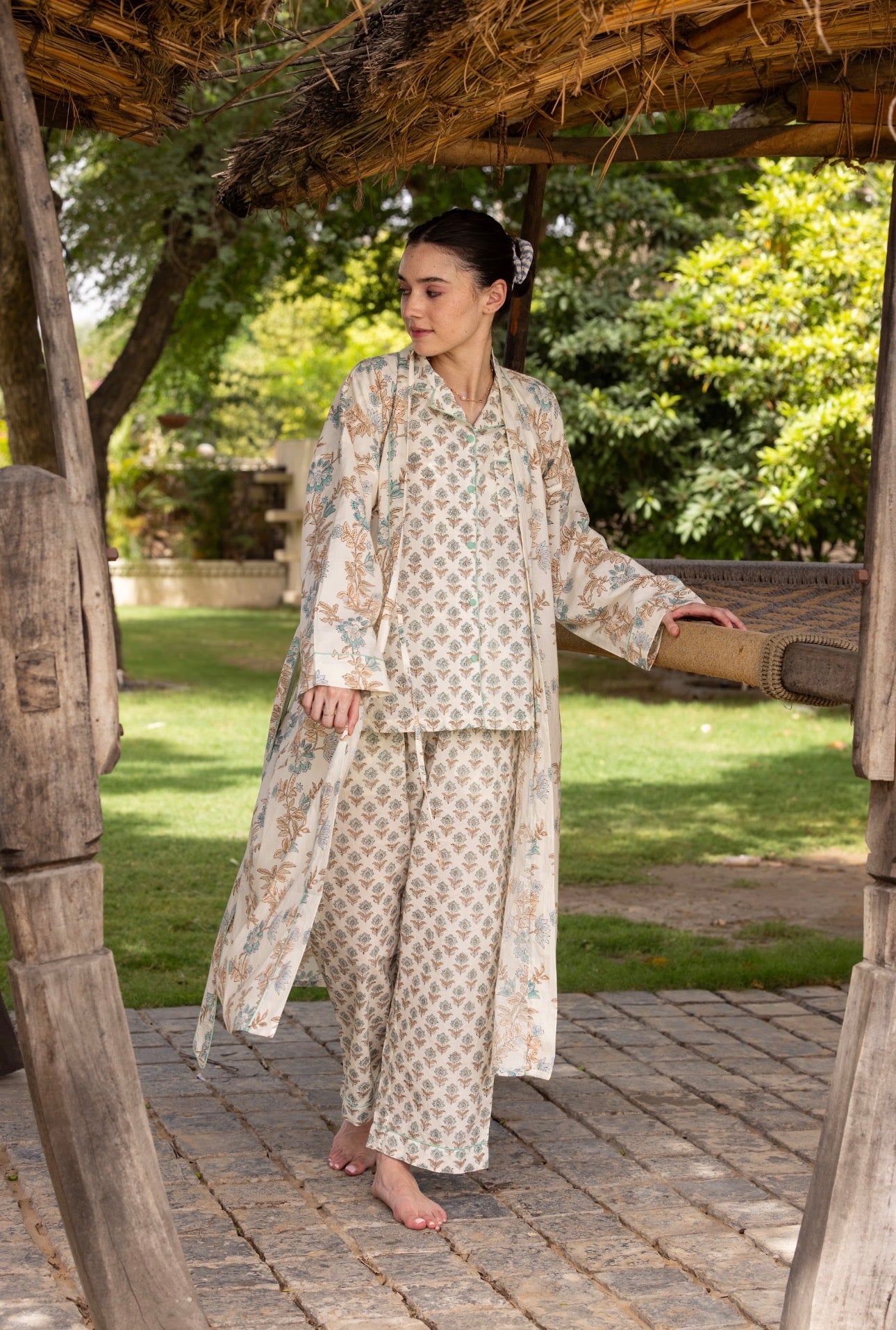 Cotton Dressing Gown / Robe - Paxford Mist
