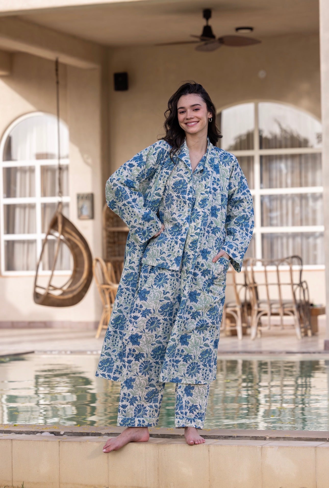Cotton Dressing Gown / Robe - Willersey Breeze