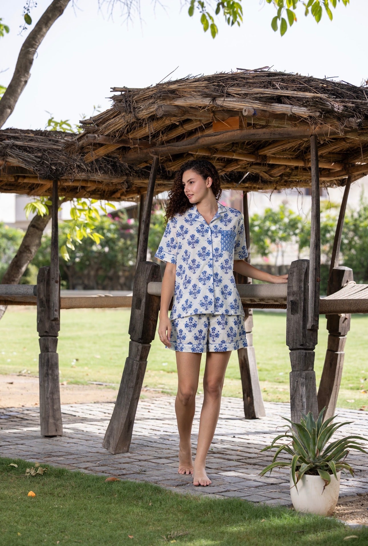 Short Cotton Pyjamas - Bluebell Buta