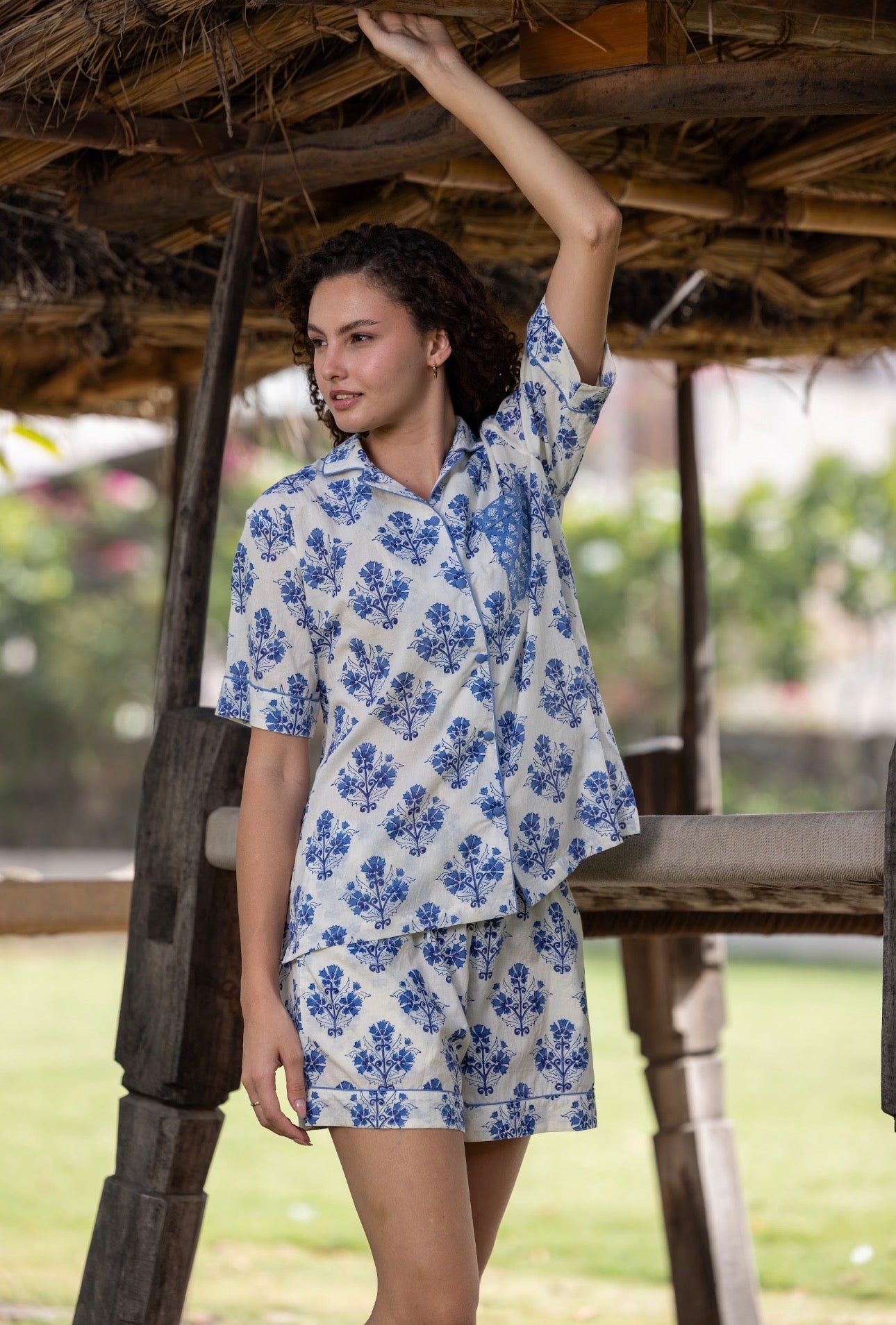 Short Cotton Pyjamas - Bluebell Buta
