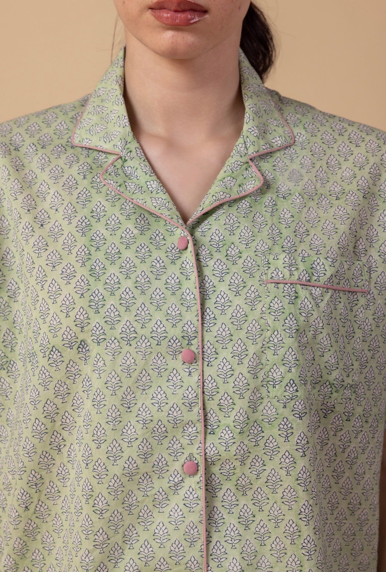 Short Cotton Pyjamas - Ditsy Haze Blush