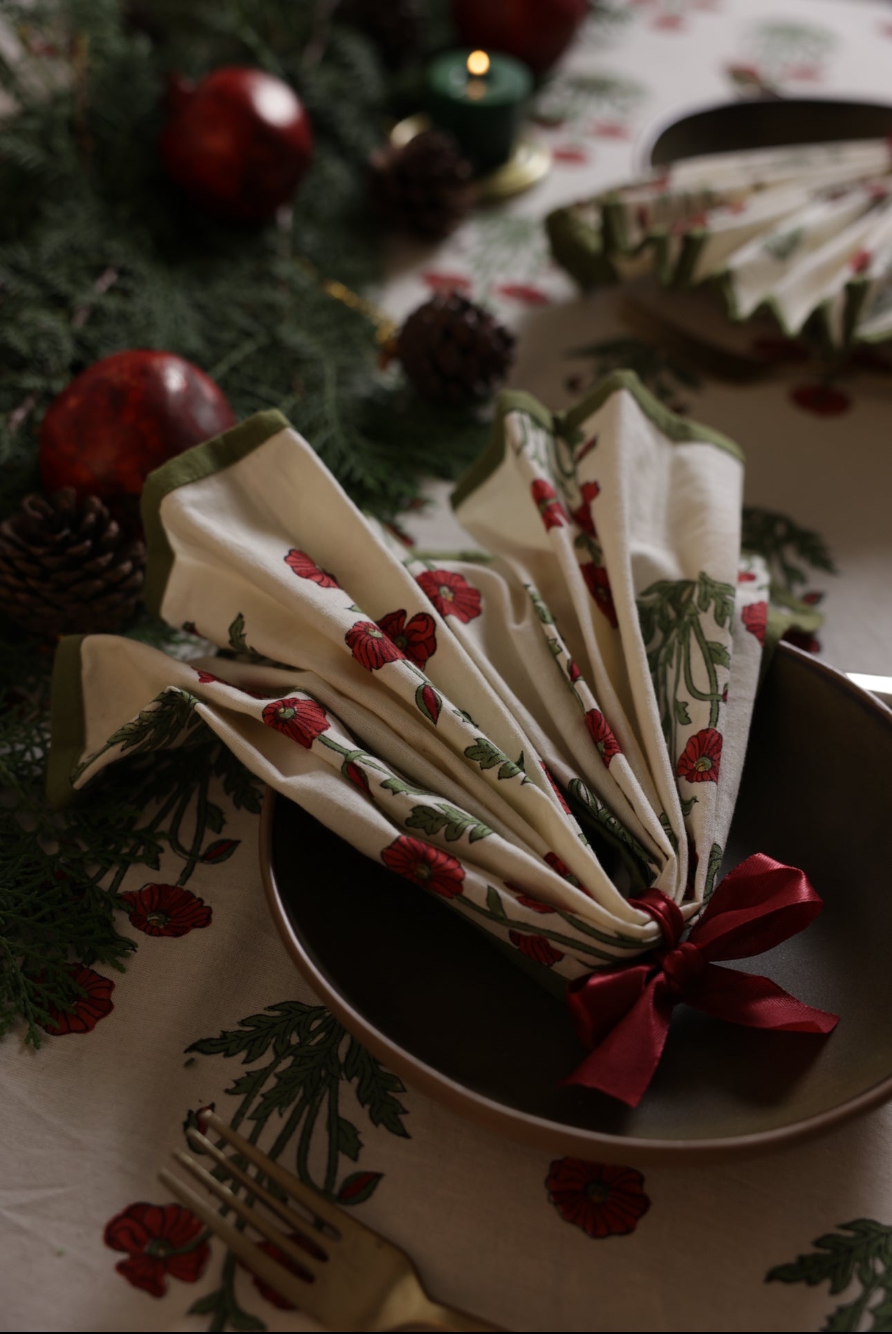 Printed Napkins (Pack of 4 ) - Condicote Poppy