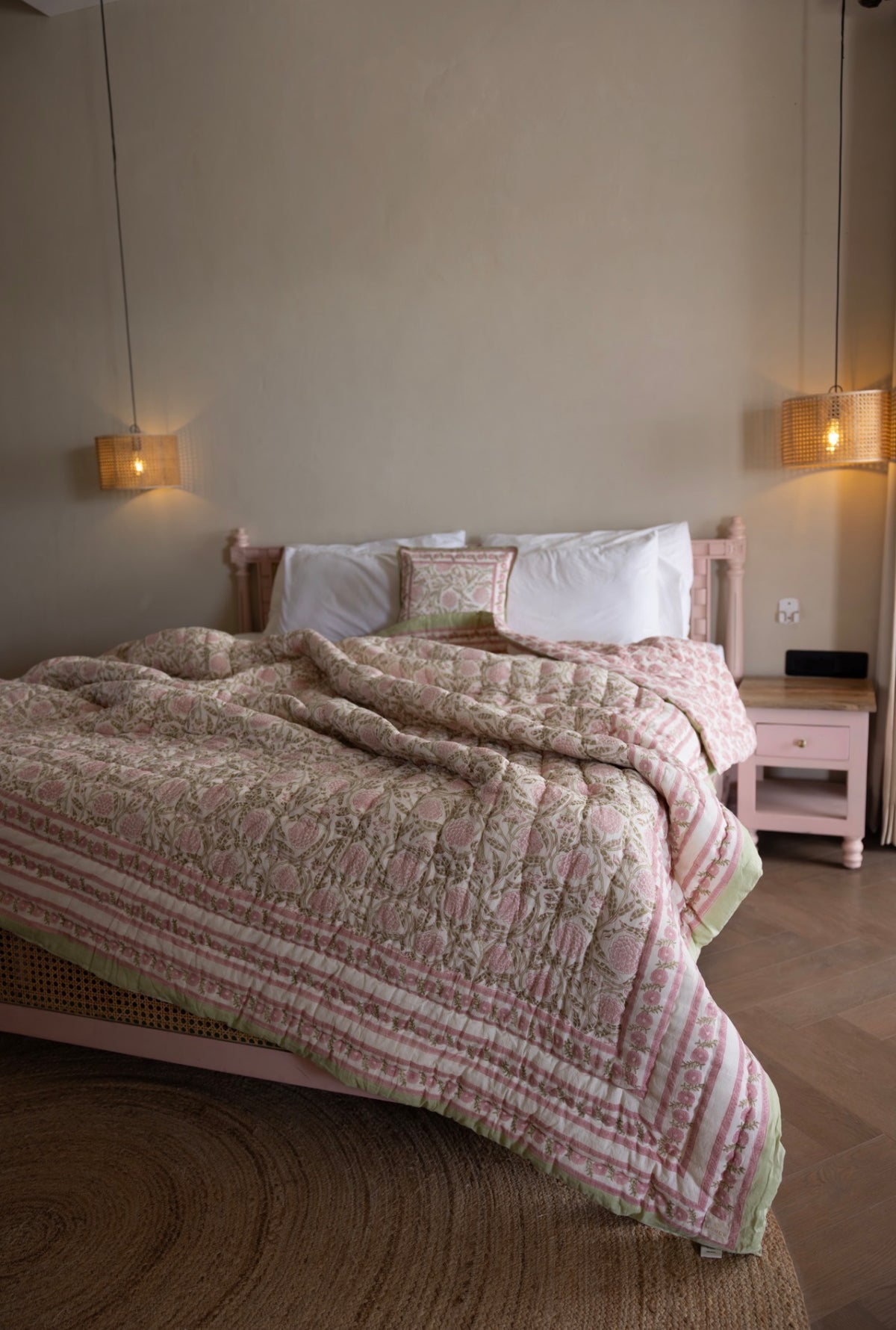 Luxury Quilted Bedspread / Eiderdown - Wolds Bloom