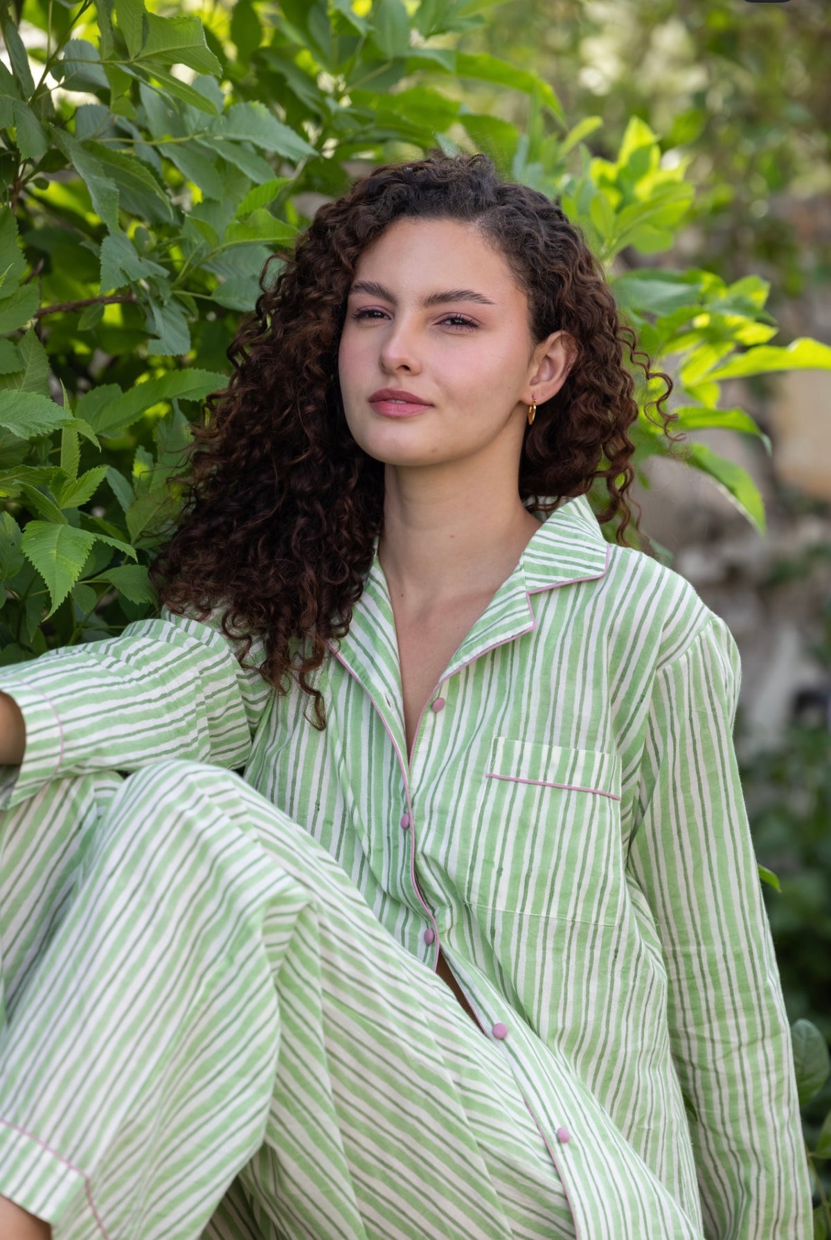 Cotton Pyjamas - Hedgerow Stripe