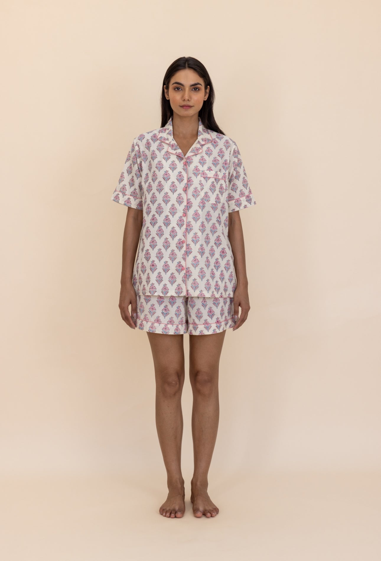 Short Cotton Pyjamas - Booti Blush Bloom