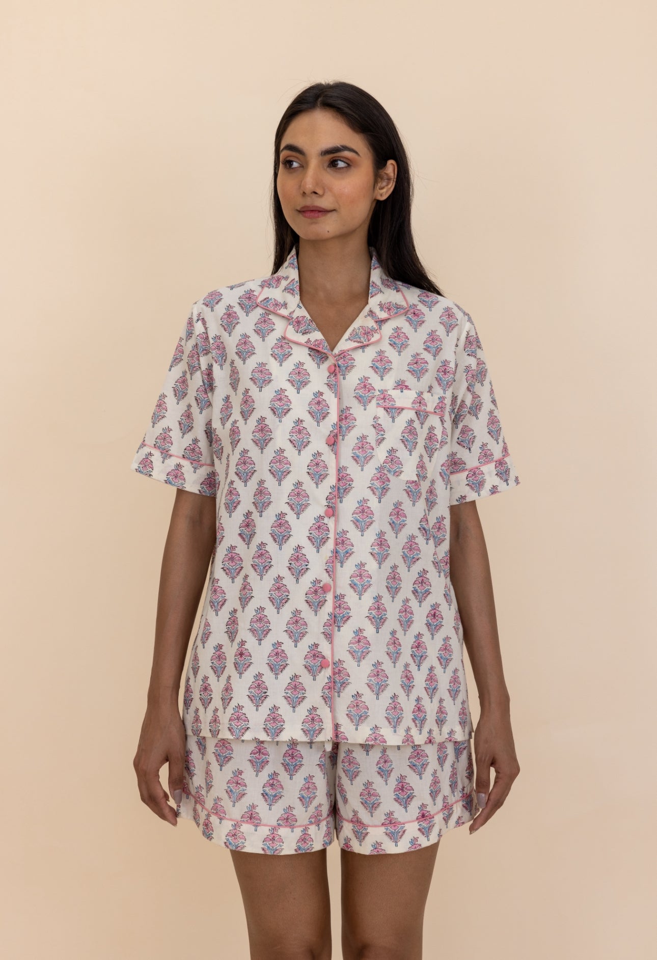 Short Cotton Pyjamas - Booti Blush Bloom