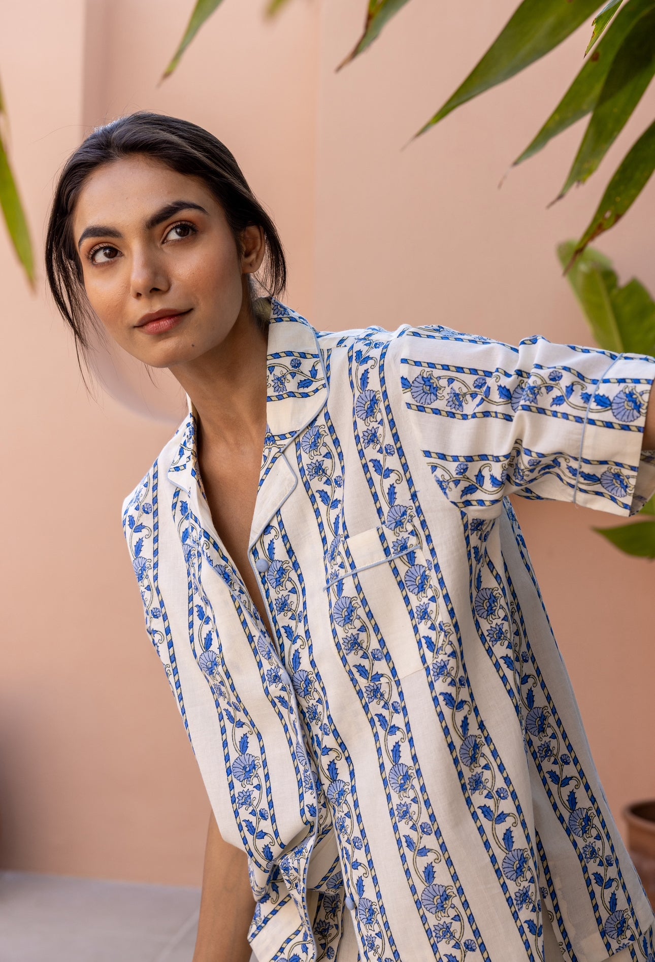 Short Cotton Pyjamas - Cobalt Ribbon