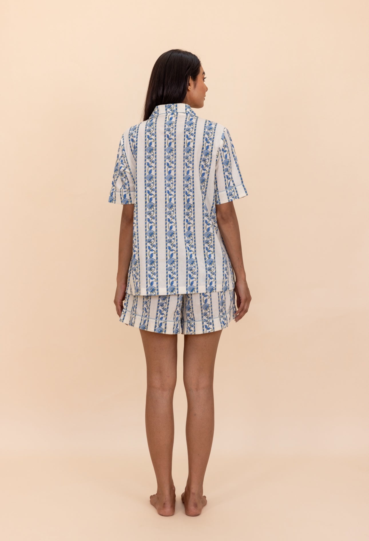 Short Cotton Pyjamas - Cobalt Ribbon