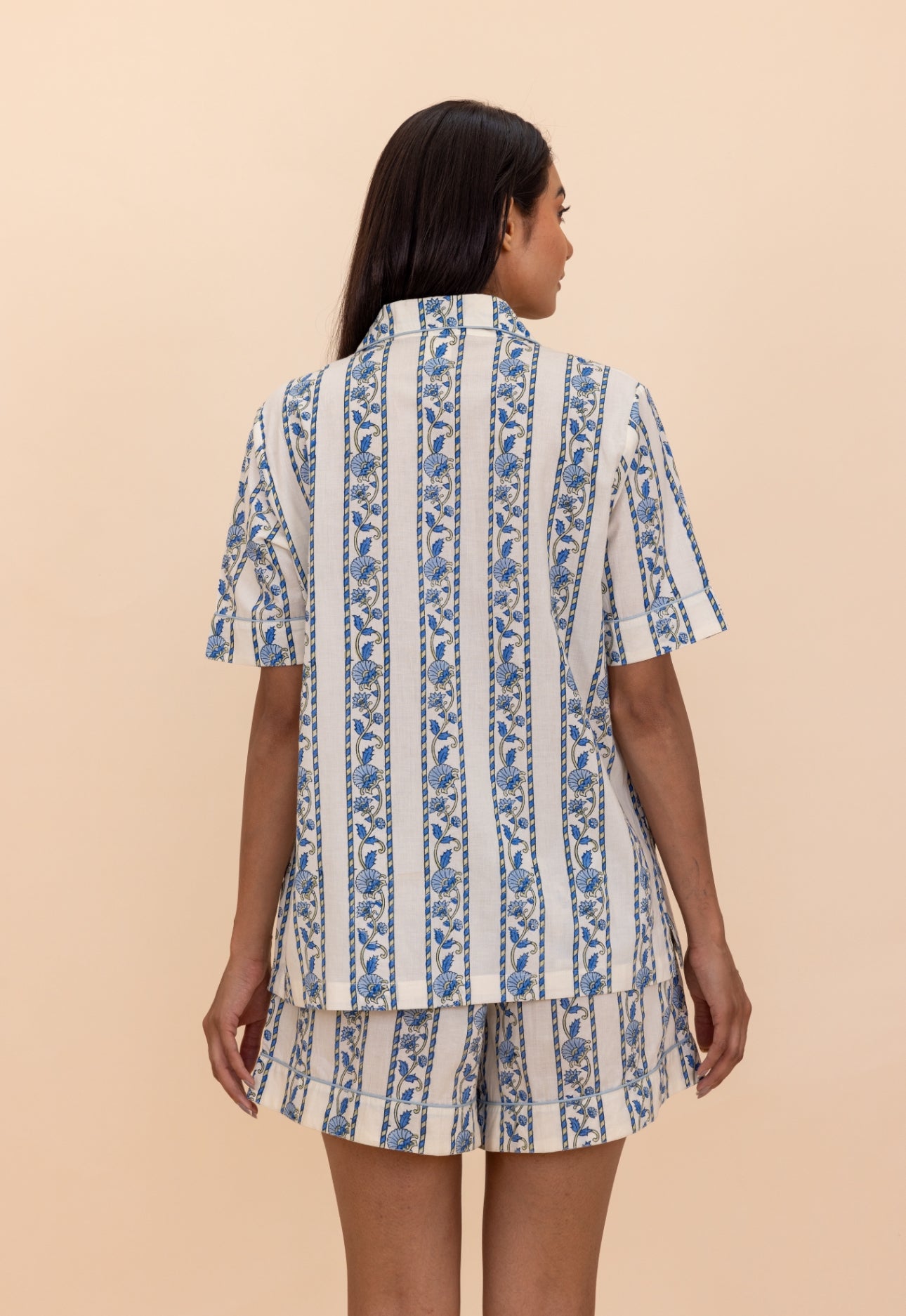 Short Cotton Pyjamas - Cobalt Ribbon