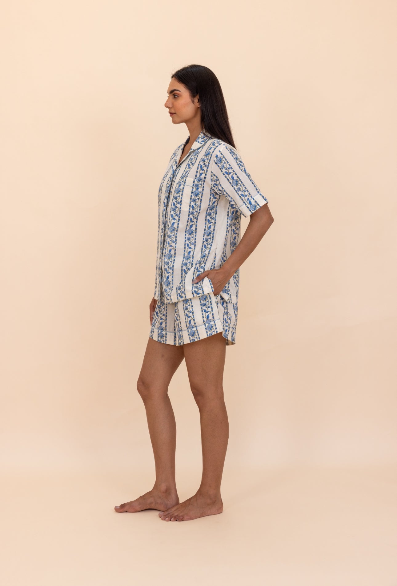 Short Cotton Pyjamas - Cobalt Ribbon