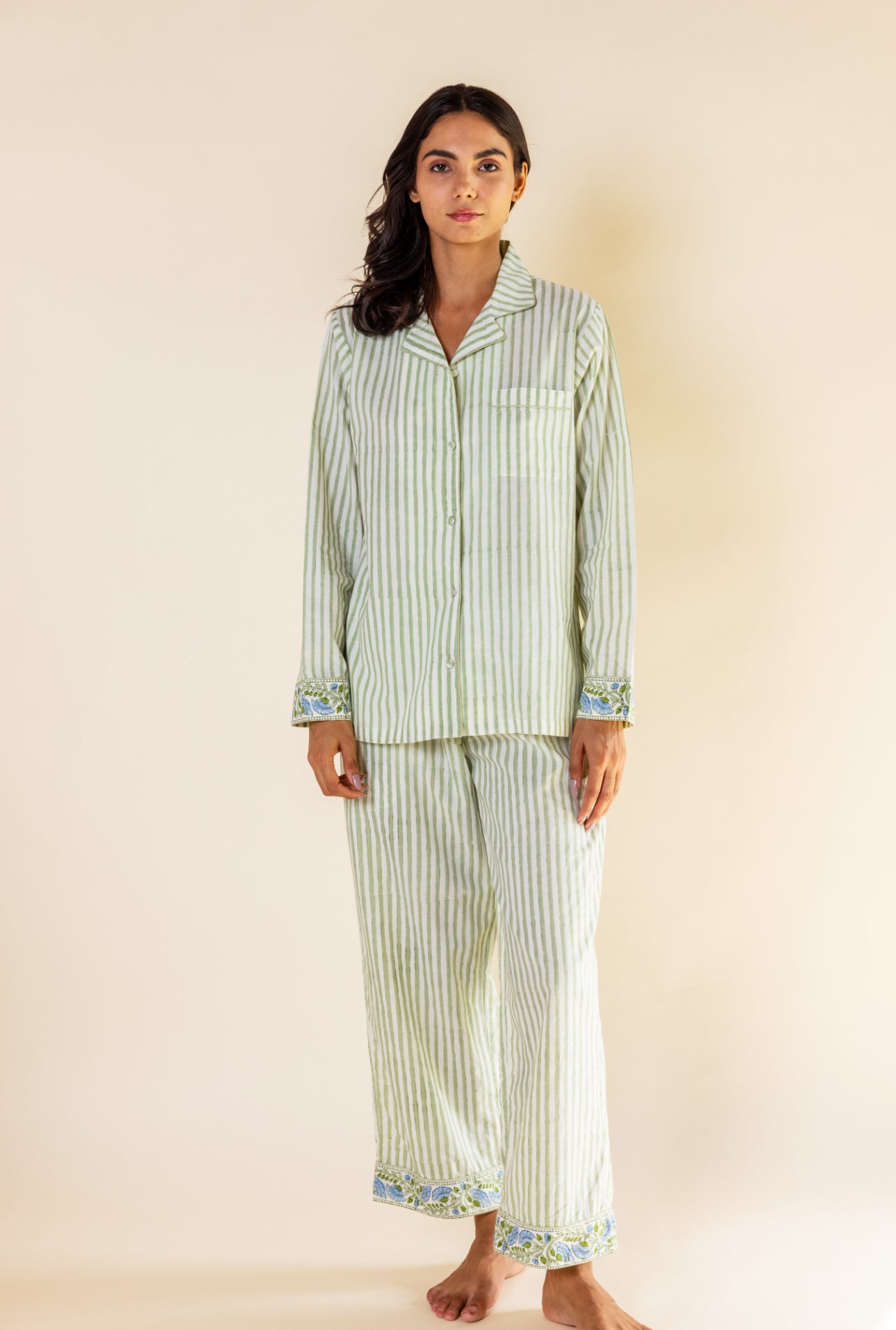Cotton Pyjamas - Willow Stripe