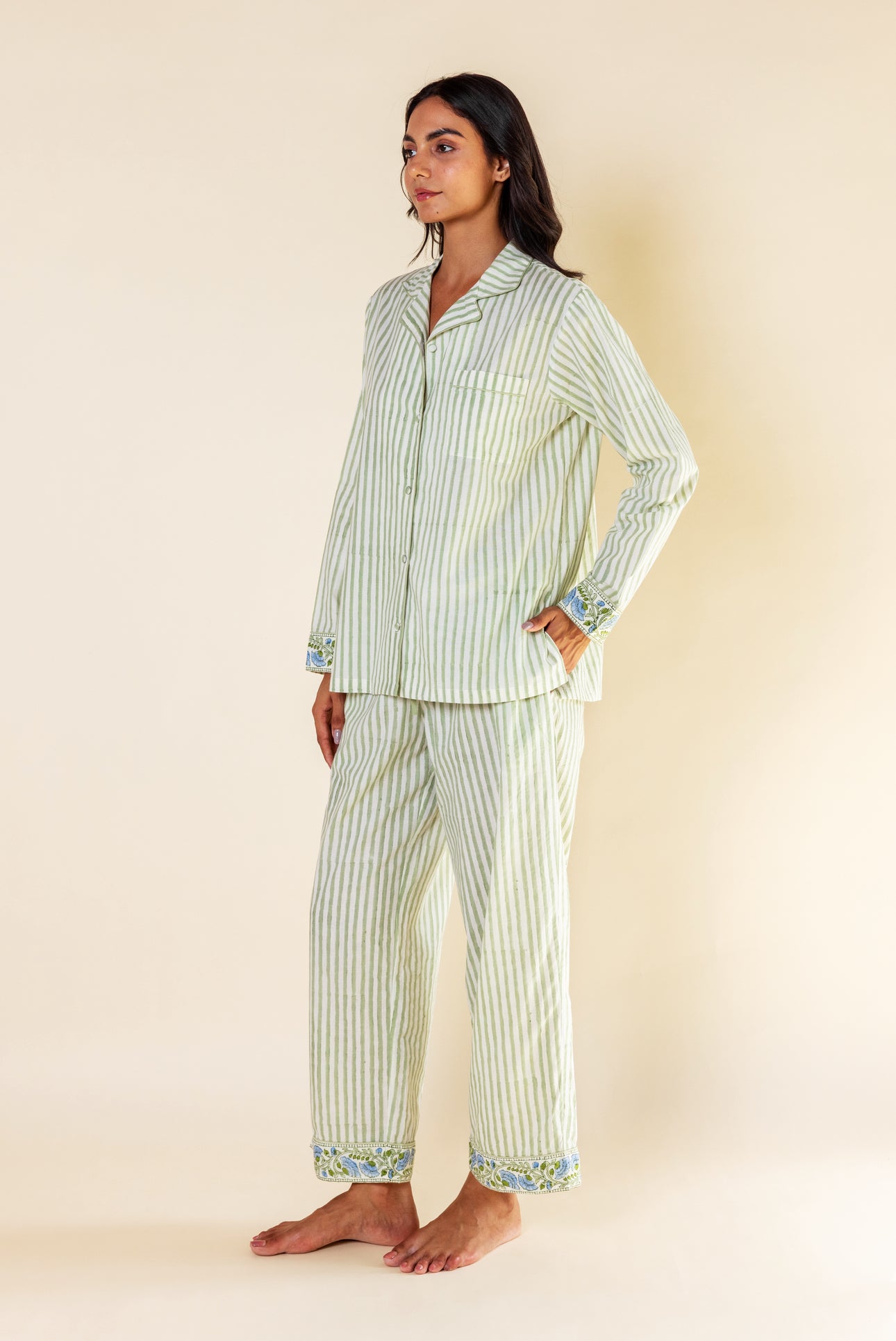 Cotton Pyjamas - Willow Stripe