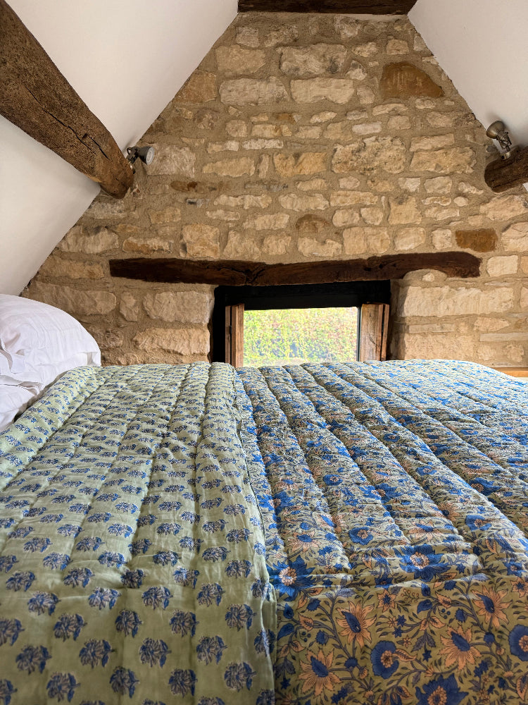 Luxury Quilted Bedspread / Eiderdown - Ebrington Sage