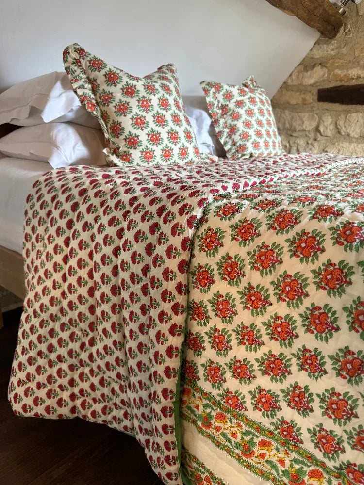 Printed Cushion Cover Ruffle - Beacon Amber
