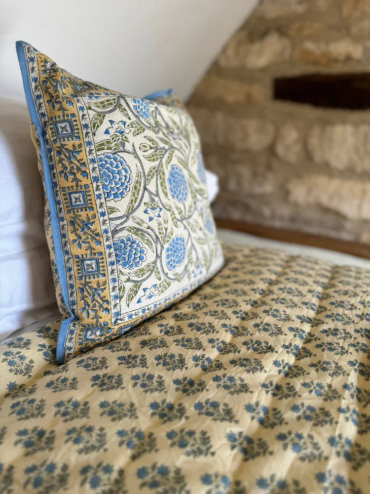 Printed Cushion Cover Piped - Wolds Steel