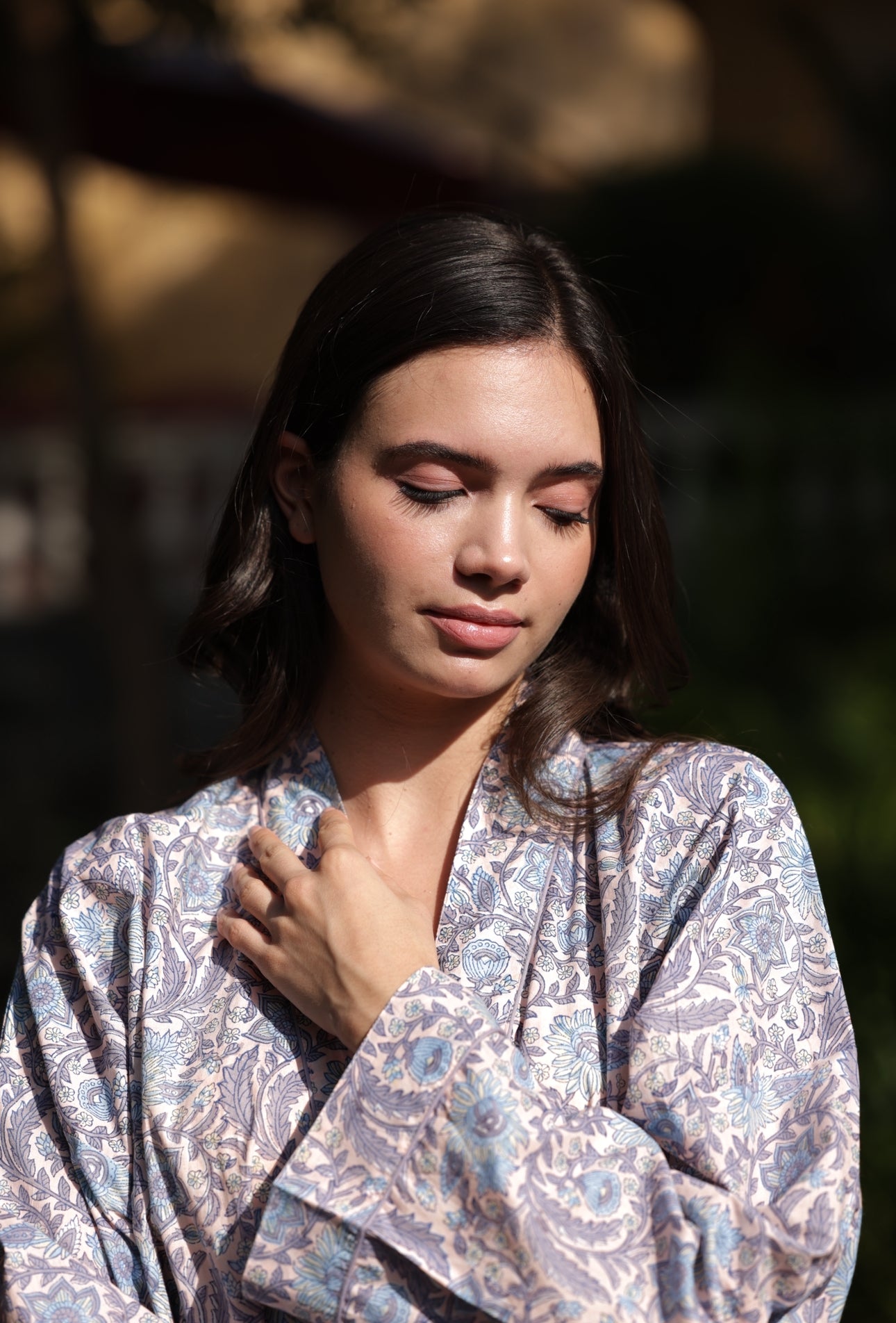 Cotton Dressing Gown / Robe - Snowshill Lavender