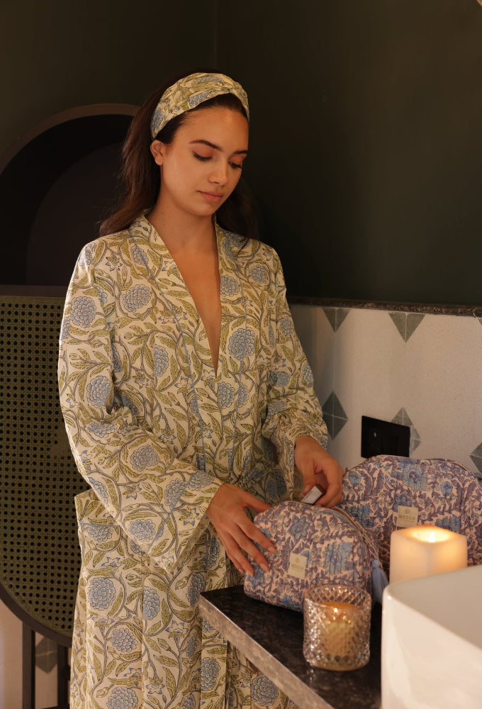 Cotton Dressing Gown / Robe - Wolds Steel