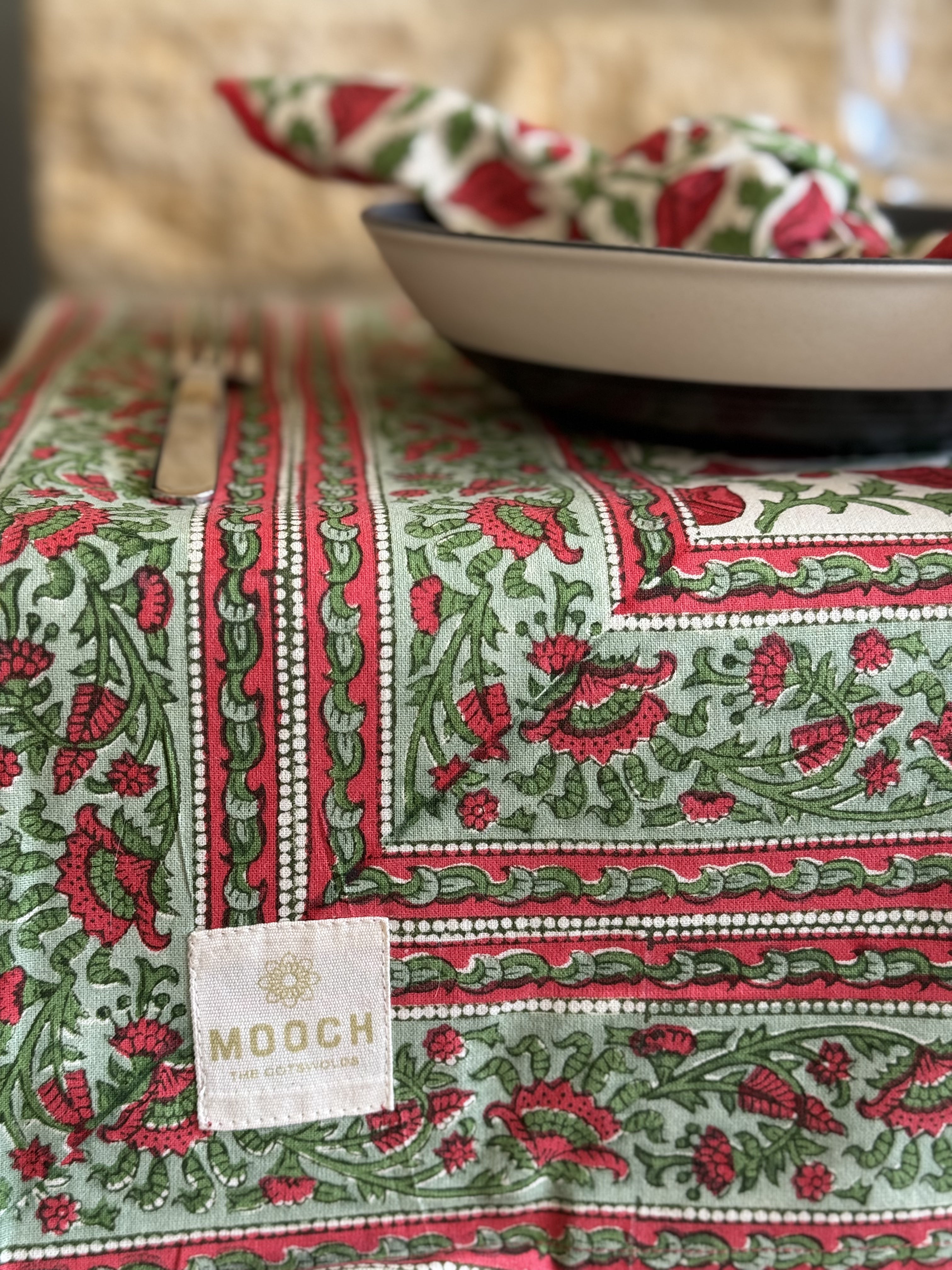 Printed Tablecloth - Hicks Scarlet