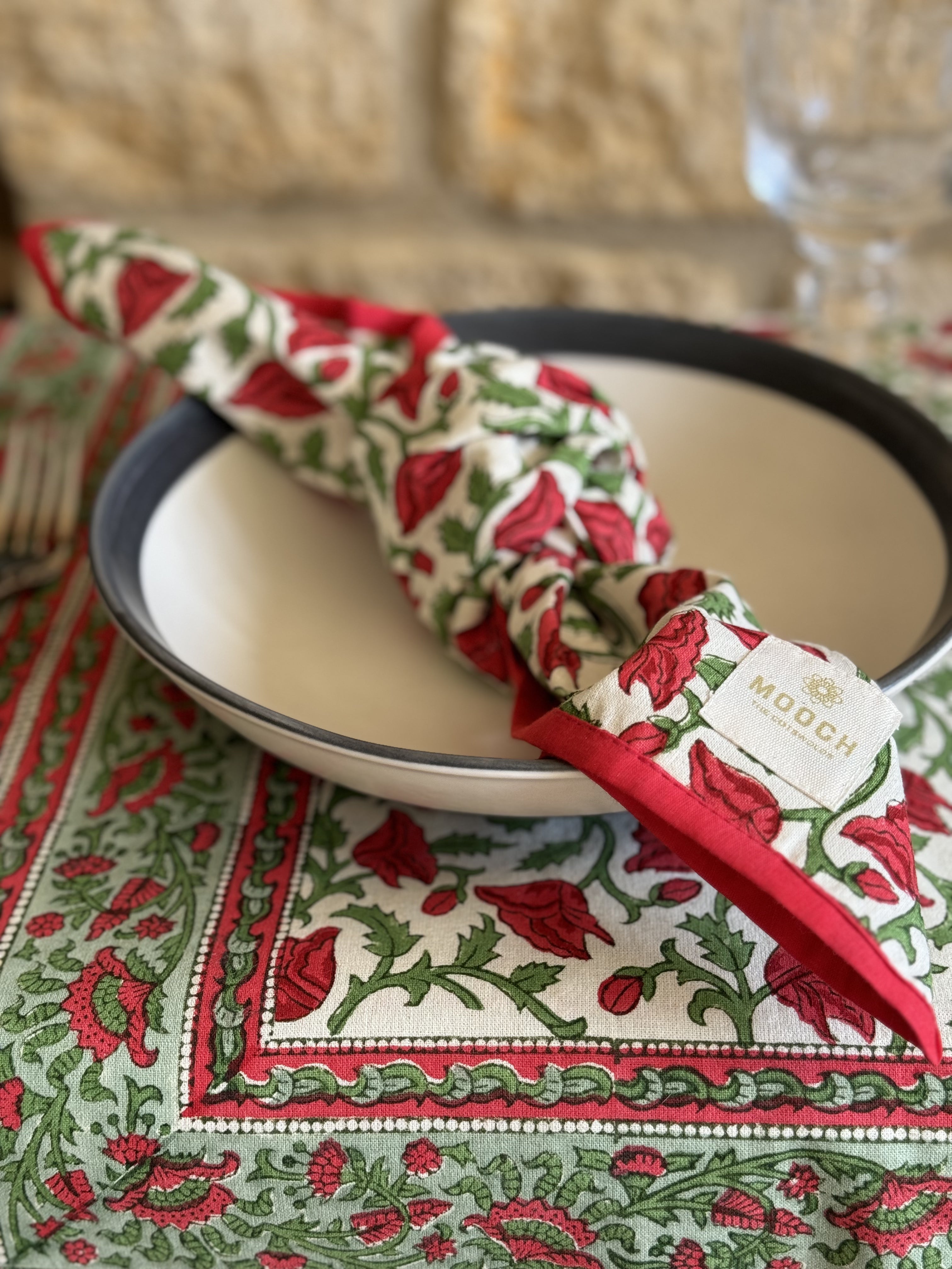 Printed Tablecloth - Hicks Scarlet