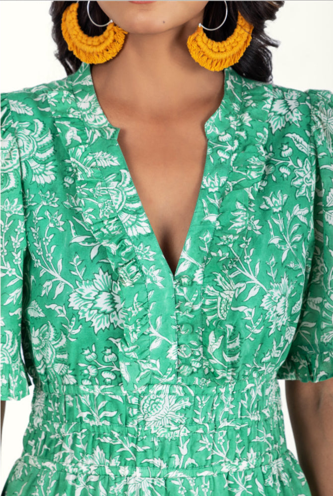 Organic Cotton Dress - Freya Emerald