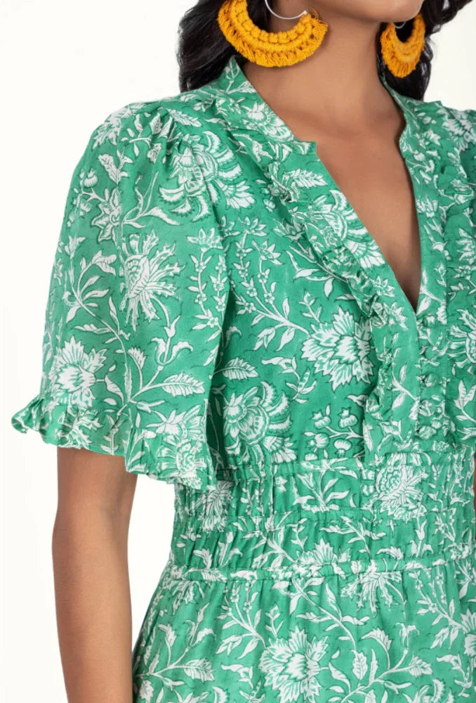 Organic Cotton Dress - Freya Emerald