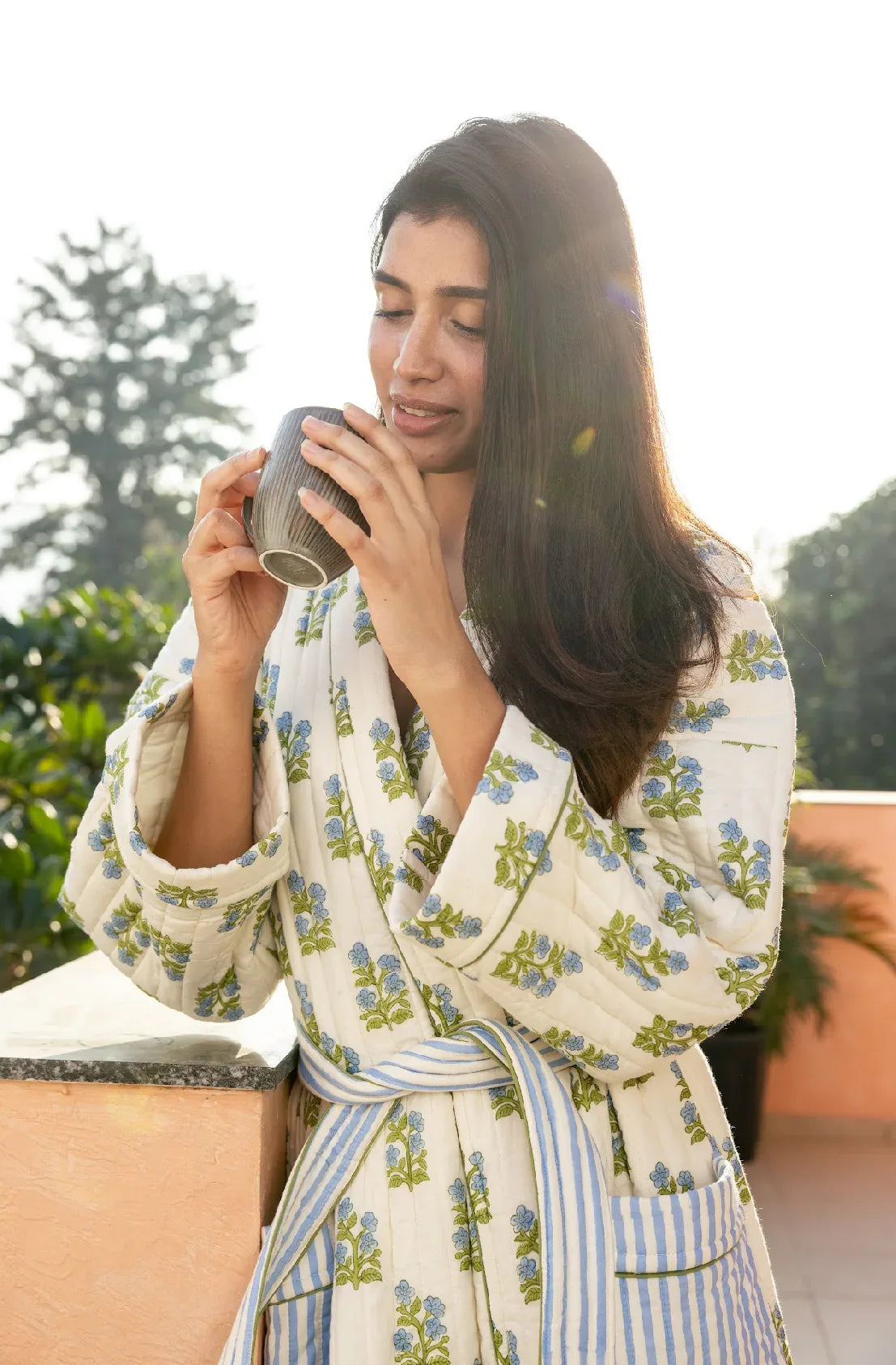 Quilted Luxury Cotton Dressing Gown / Robe - Arlie Meadow