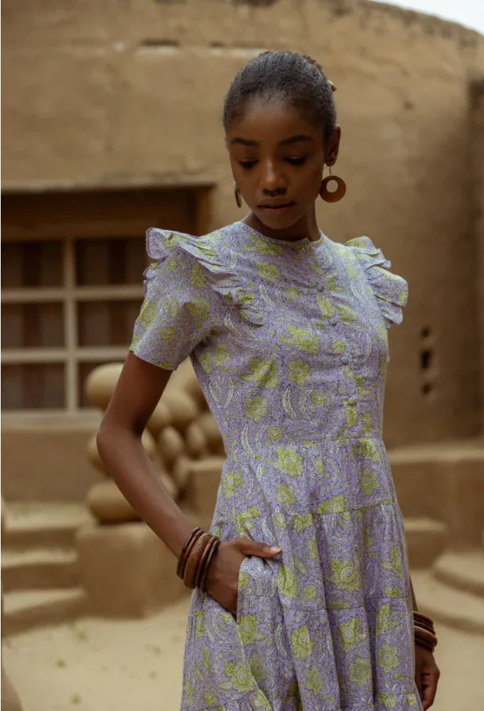 Organic Cotton Dress - Evie Lime