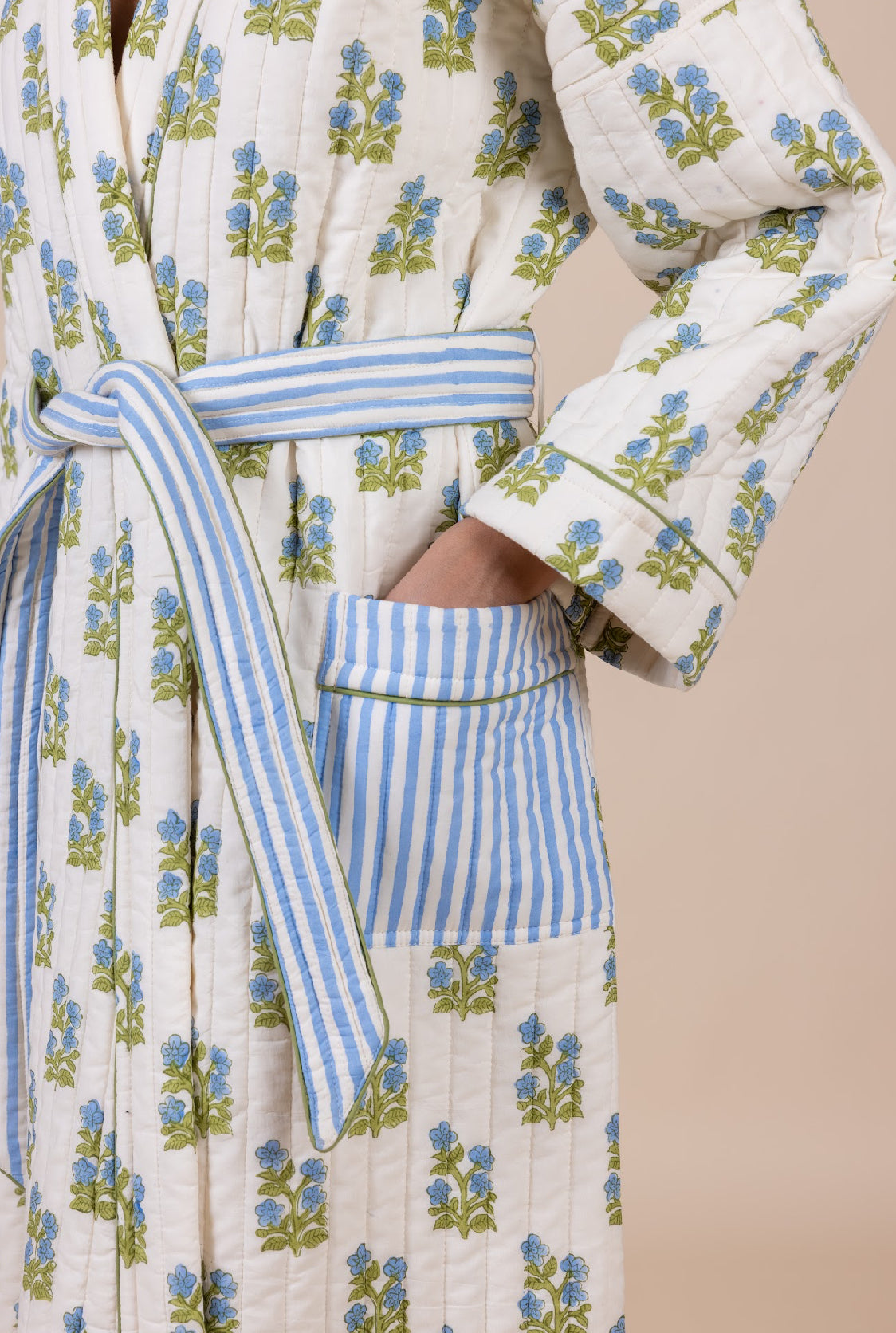 Quilted Luxury Cotton Dressing Gown / Robe - Arlie Meadow