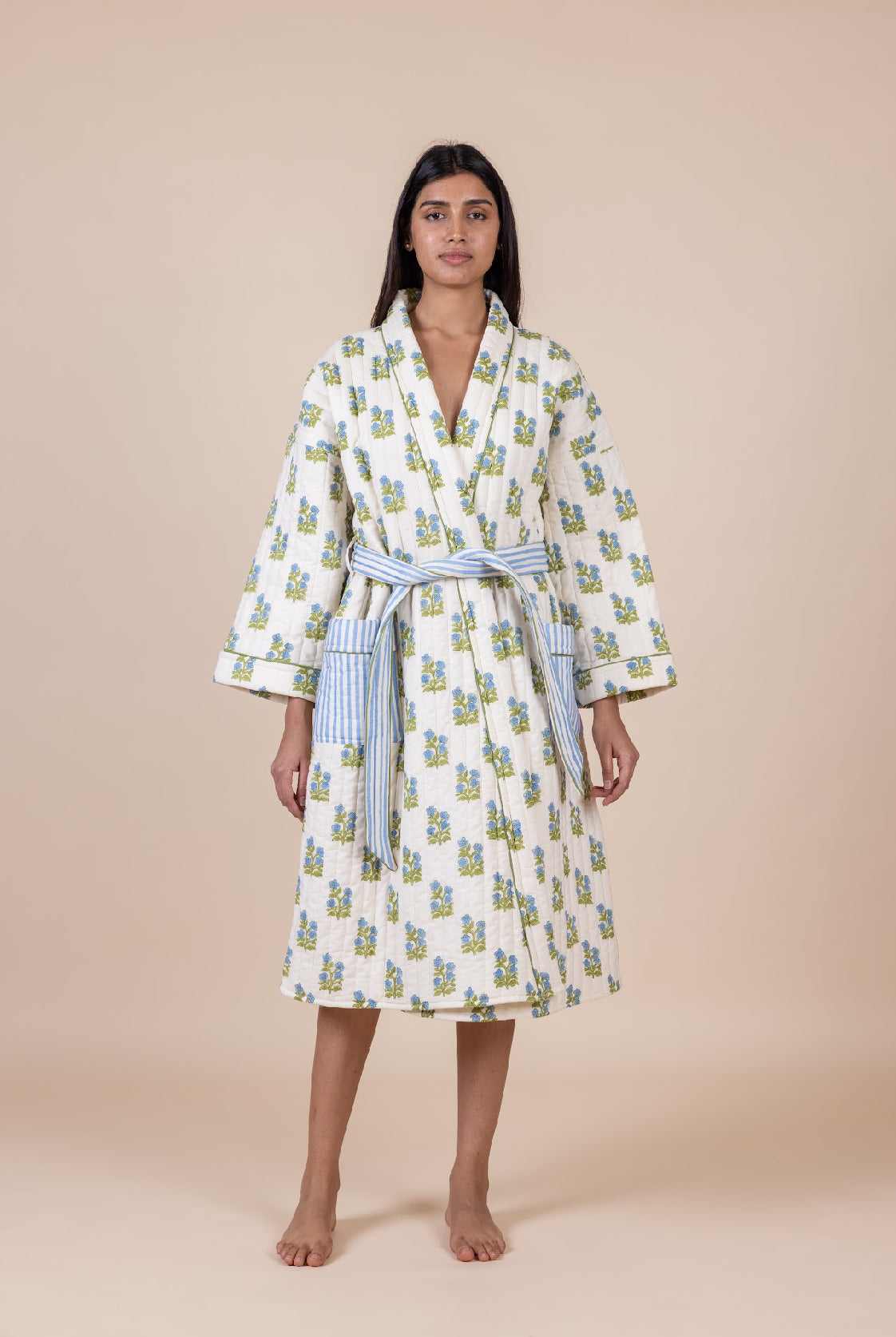 Quilted Luxury Cotton Dressing Gown / Robe - Arlie Meadow