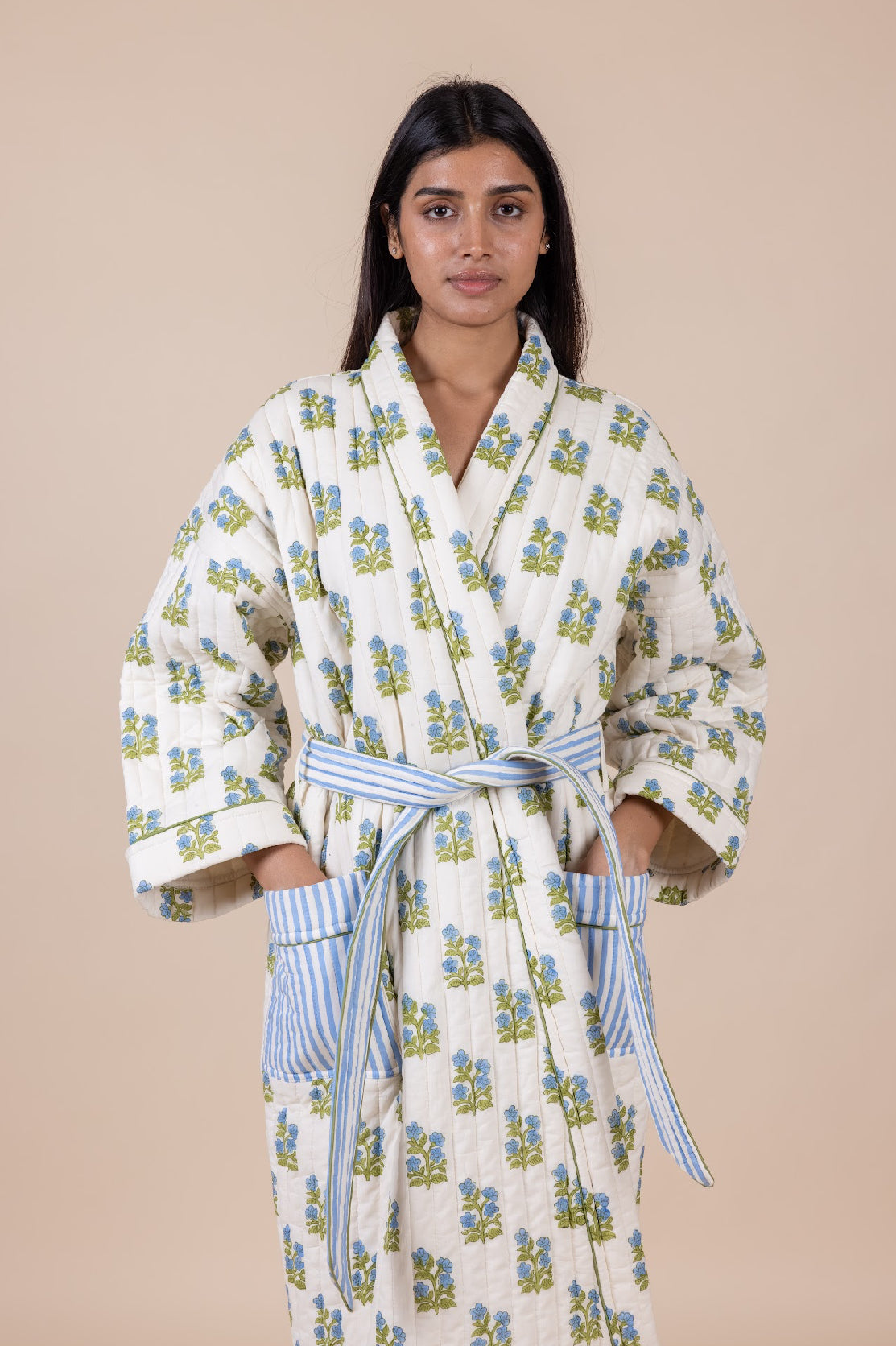 Quilted Luxury Cotton Dressing Gown / Robe - Arlie Meadow