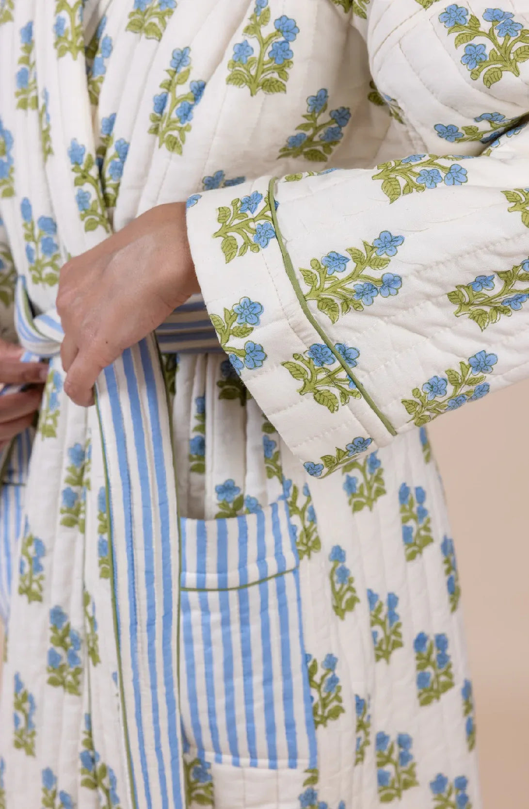 Quilted Luxury Cotton Dressing Gown / Robe - Arlie Meadow